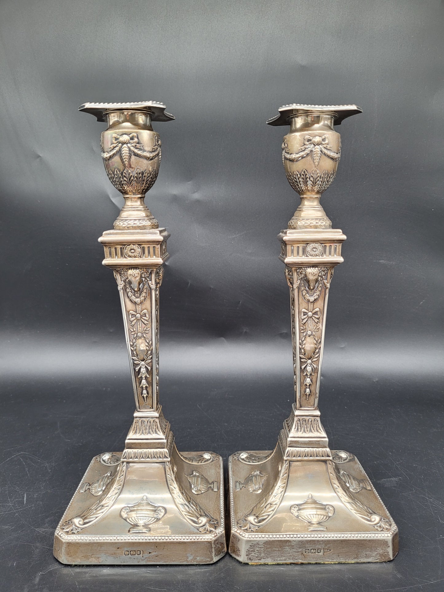 Set Kerzenständer 925er Sterling Silber im Regency Stil Englische Meistermarke