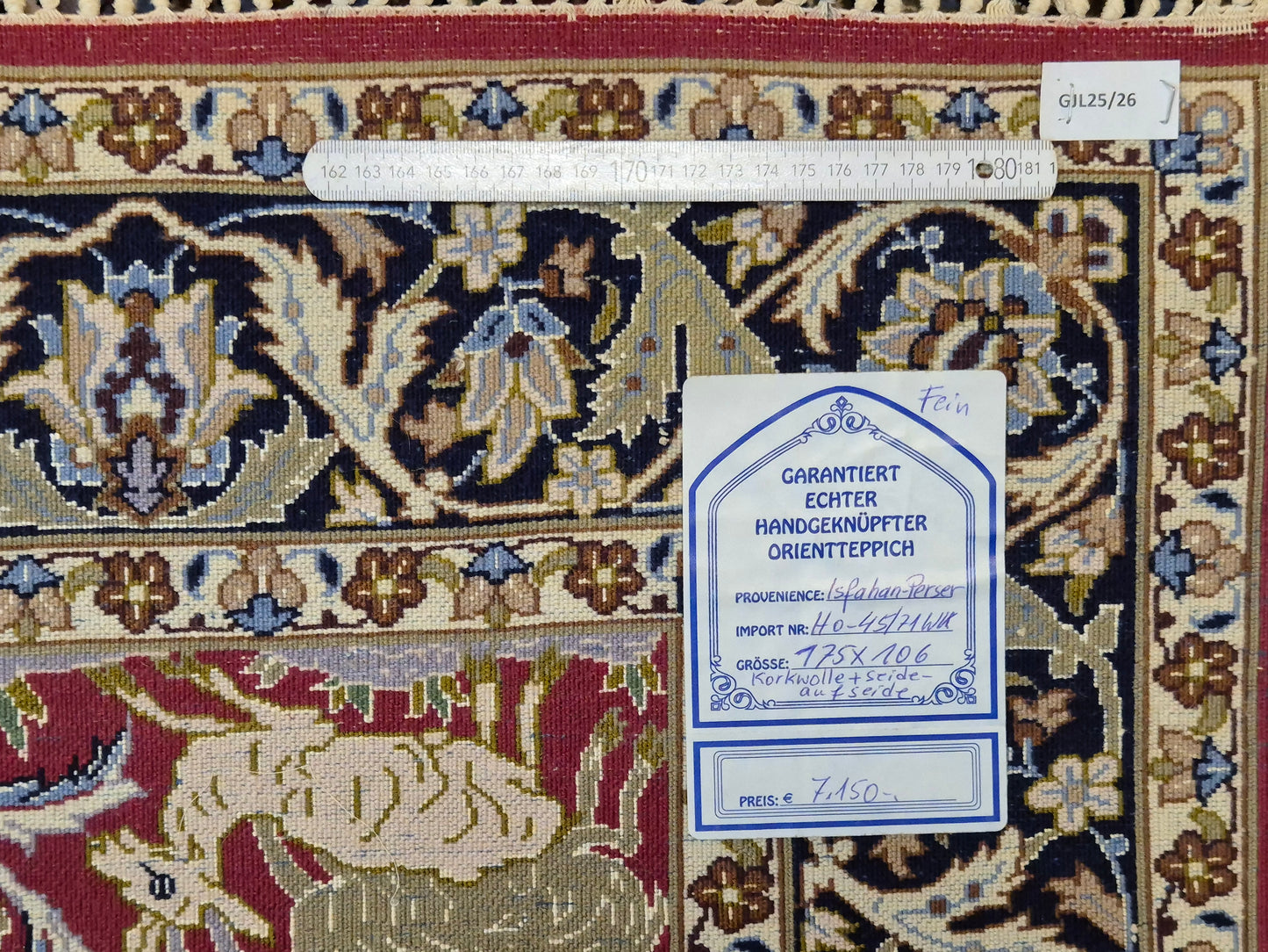 Isfahan Teppich Korkwolle Seide feine Handknüpfung