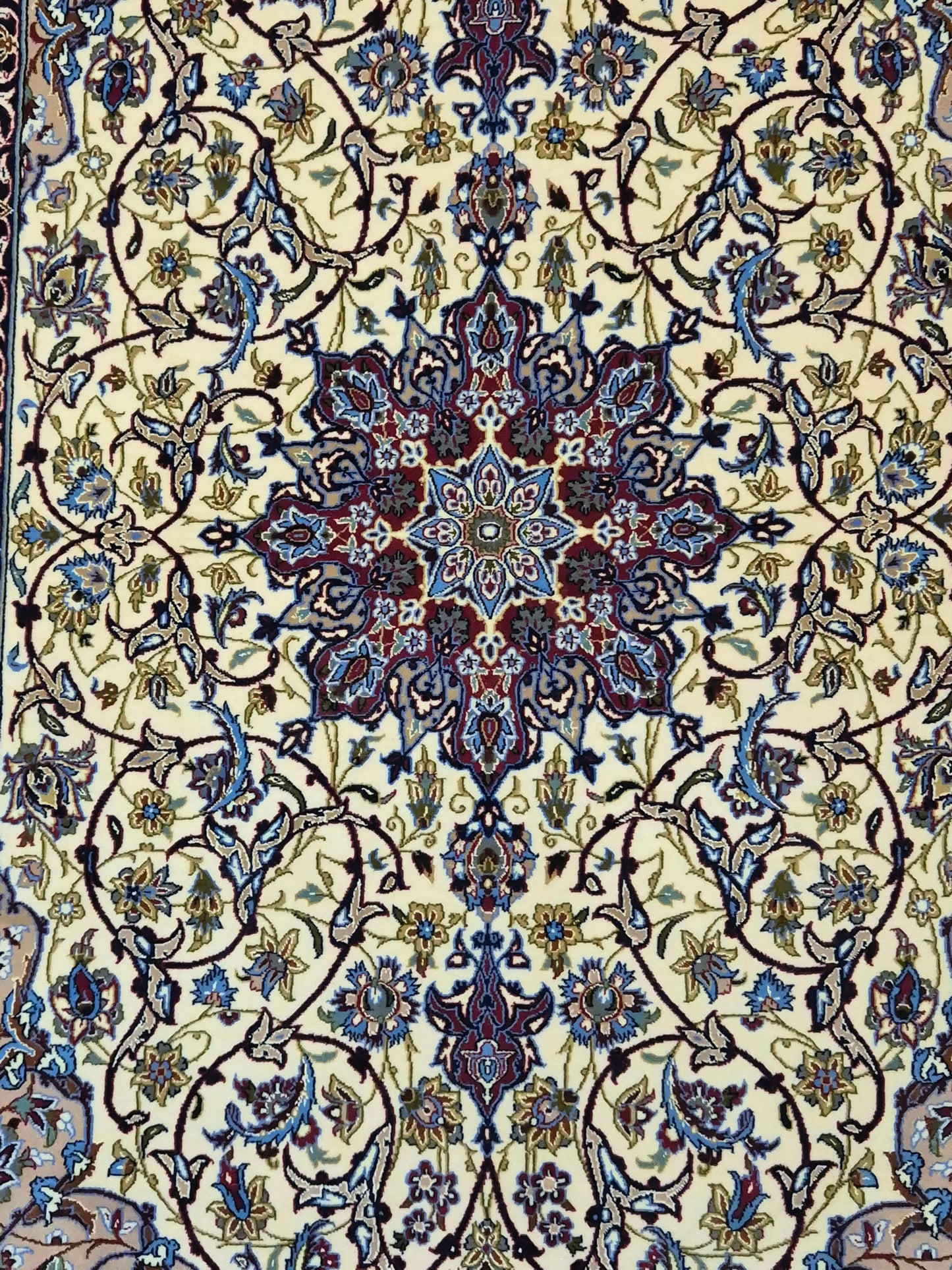 Isfahan Teppich Korkwolle mit Seide Medaillon feine Knüpfung