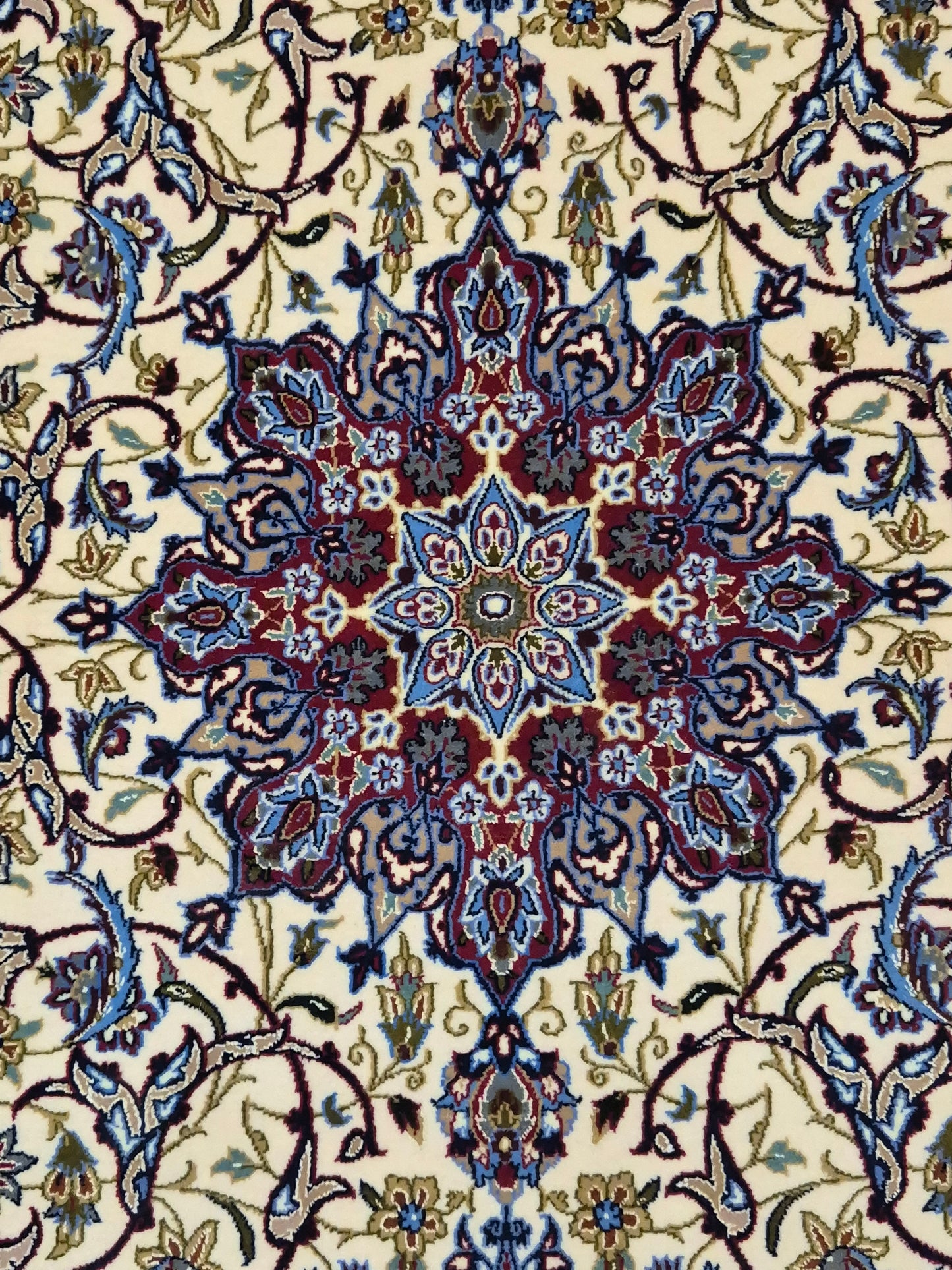 Isfahan Teppich Korkwolle mit Seide Medaillon feine Knüpfung