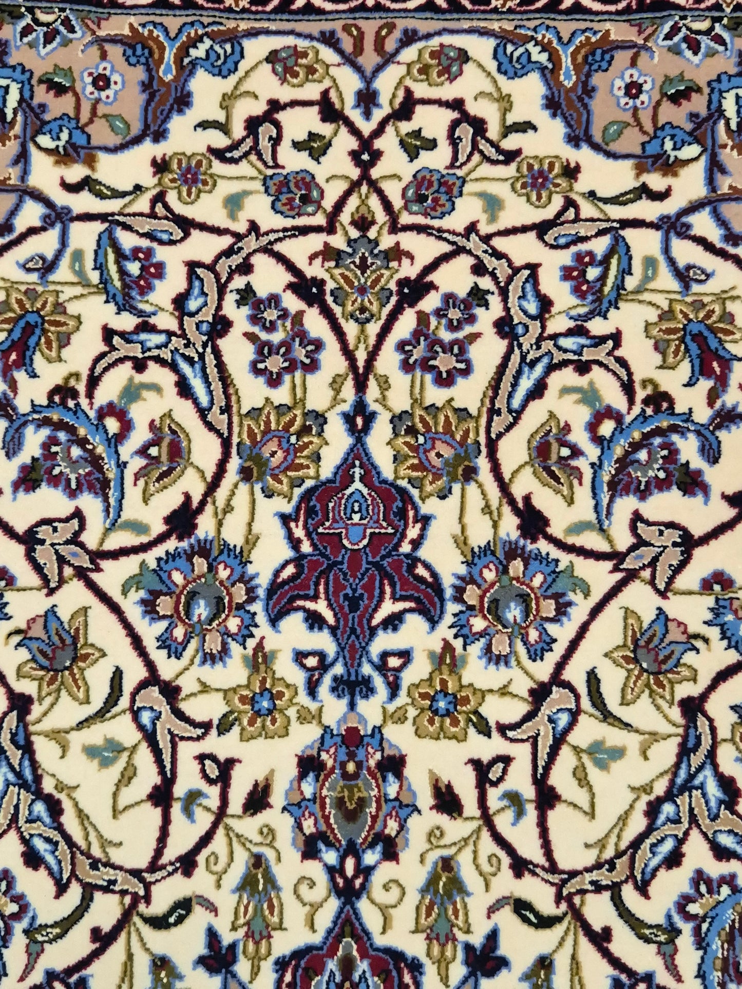 Isfahan Teppich Korkwolle mit Seide Medaillon feine Knüpfung