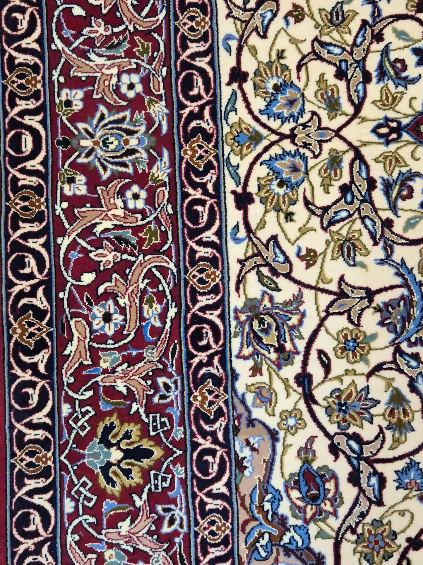 Isfahan Teppich Korkwolle mit Seide Medaillon feine Knüpfung