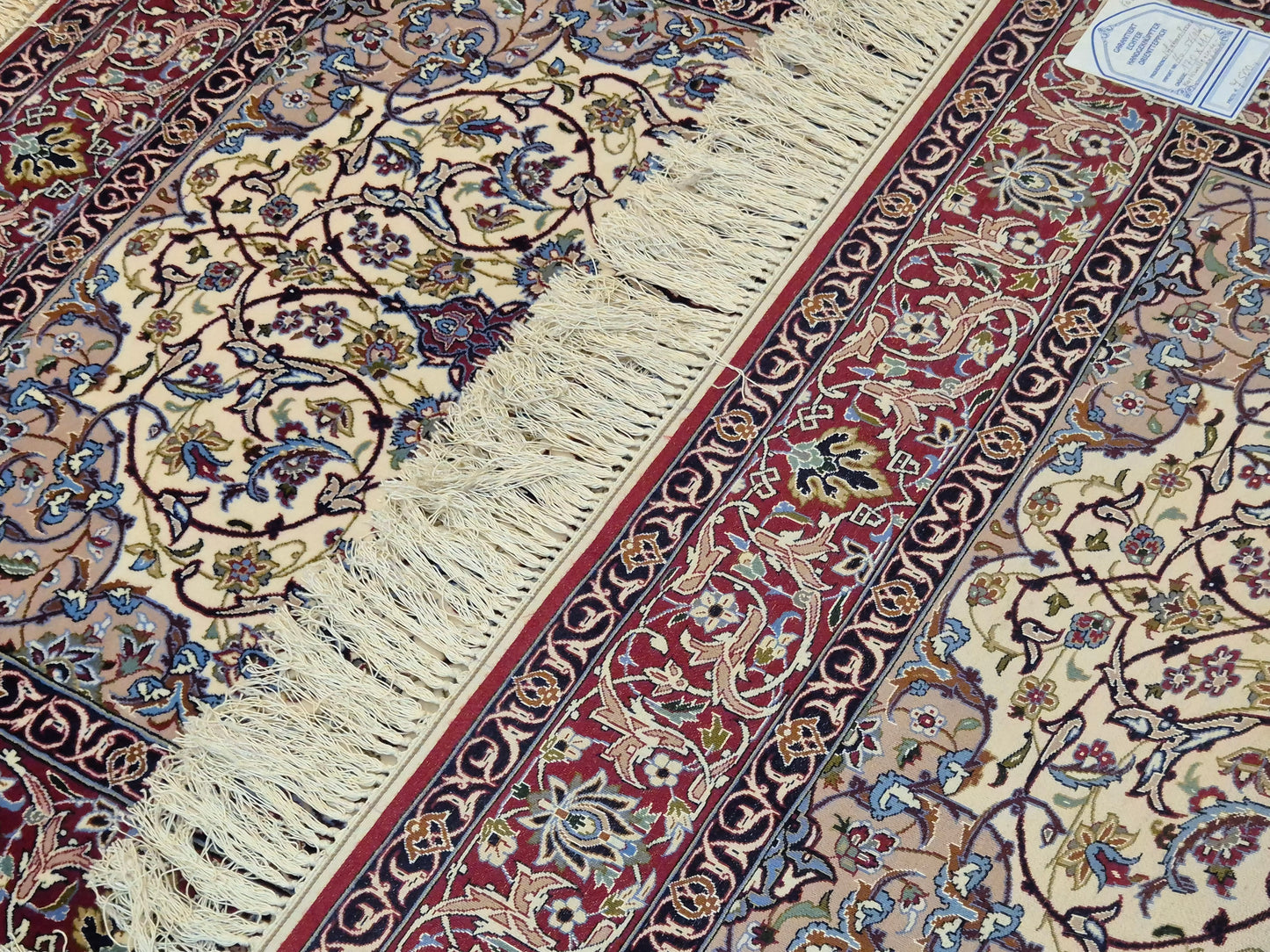 Isfahan Teppich Korkwolle mit Seide Medaillon feine Knüpfung