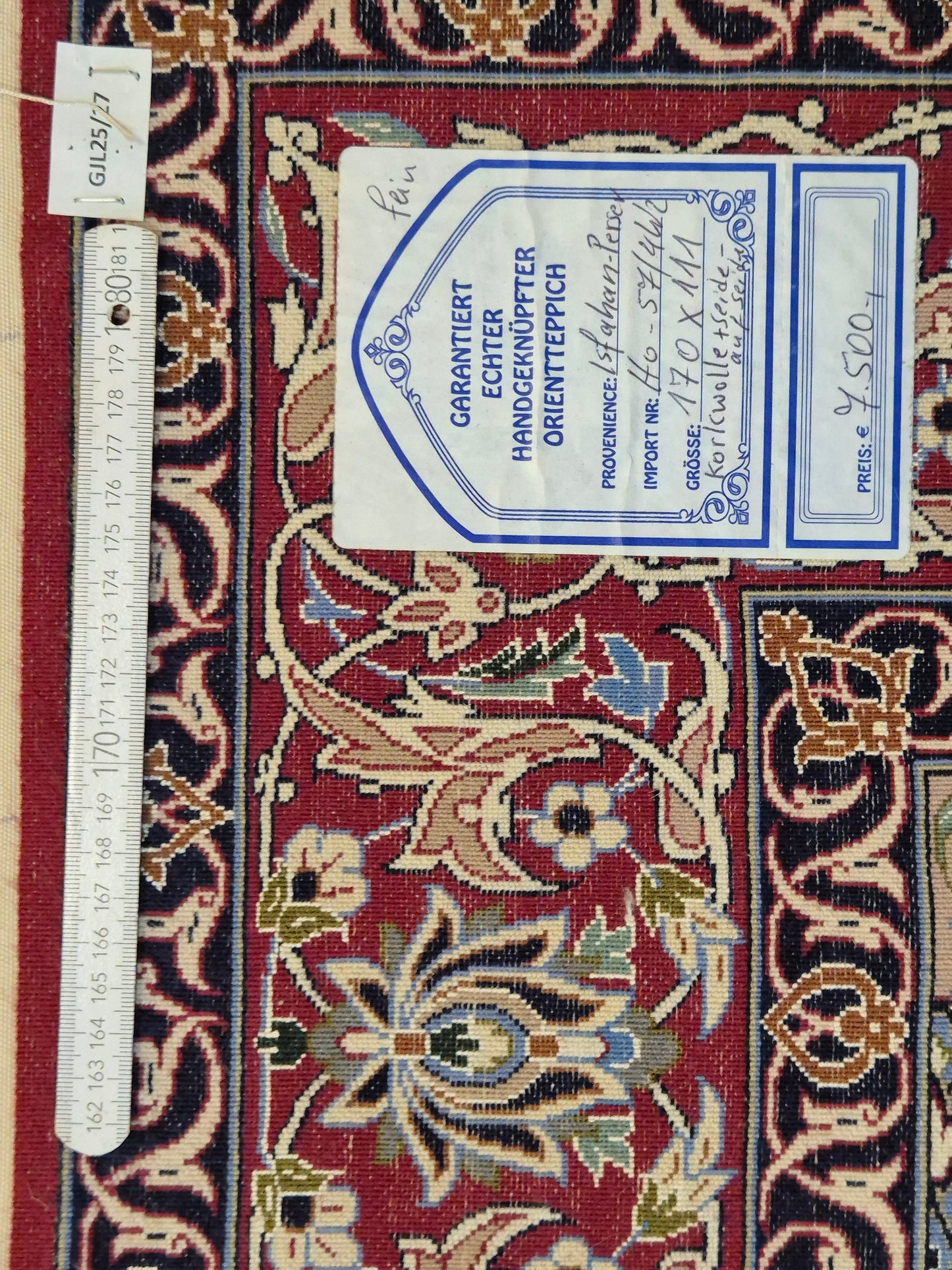 Isfahan Teppich Korkwolle mit Seide Medaillon feine Knüpfung