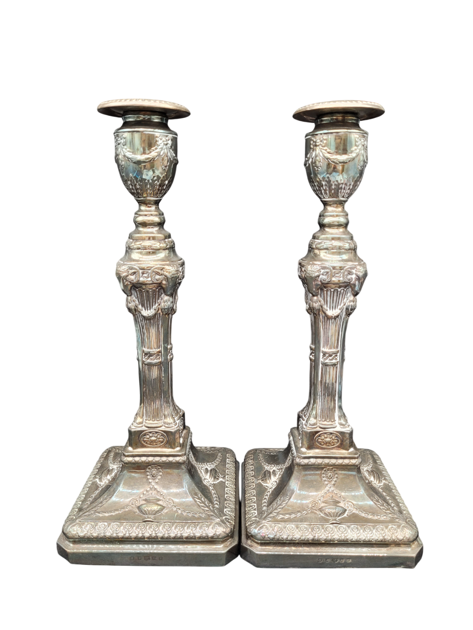 Paar Kerzenständer EPNS Versilbert im Klassischen Stil Englische Meistermarke