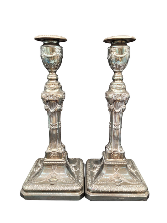 Paar Kerzenständer EPNS Versilbert im Klassischen Stil Englische Meistermarke