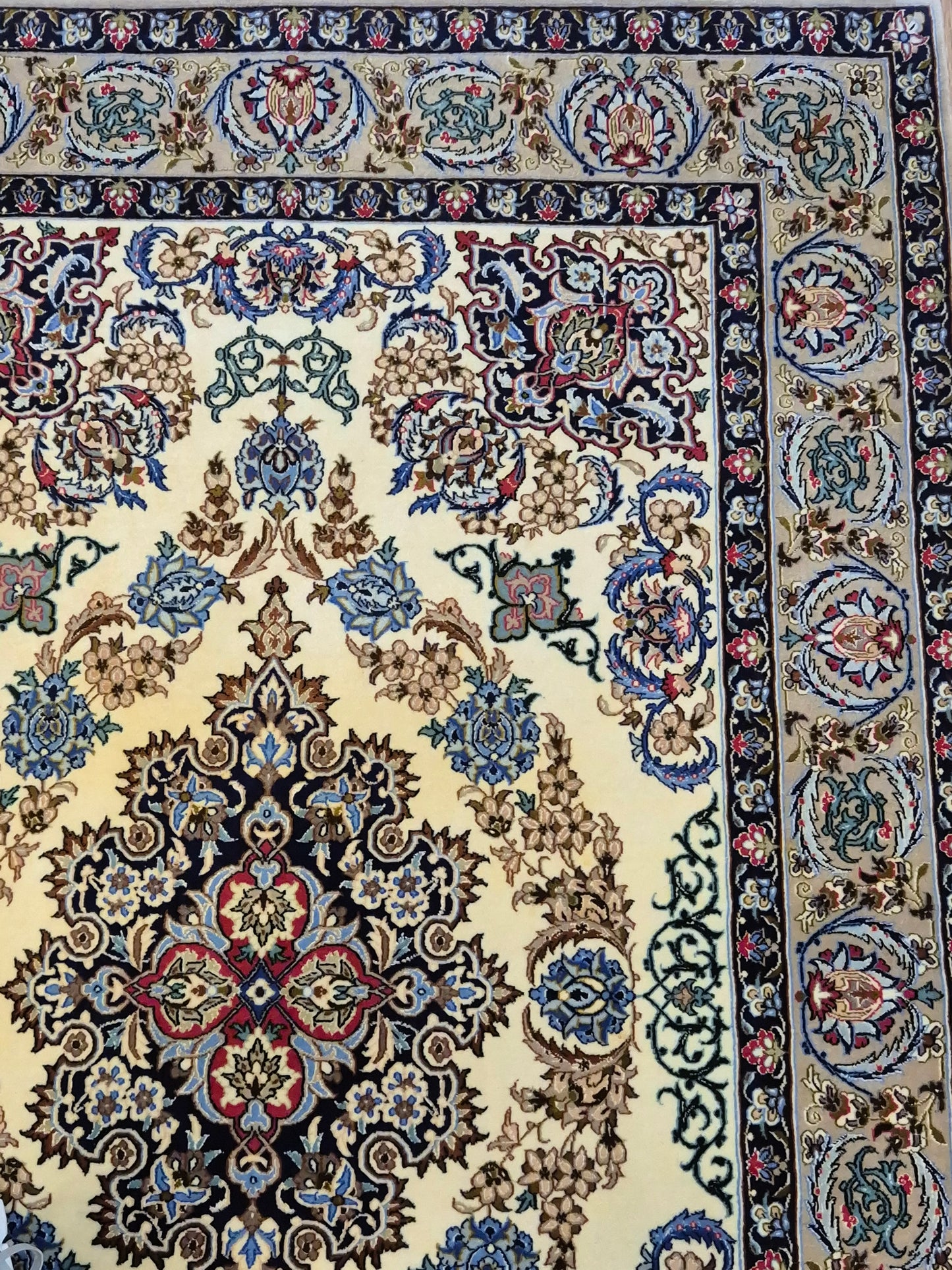 Isfahan Teppich Korkwolle mit Seide Medaillon feine Knüpfung