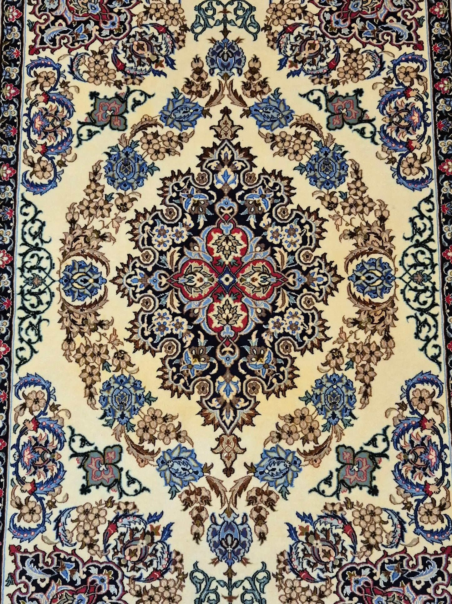 Isfahan Teppich Korkwolle mit Seide Medaillon feine Knüpfung