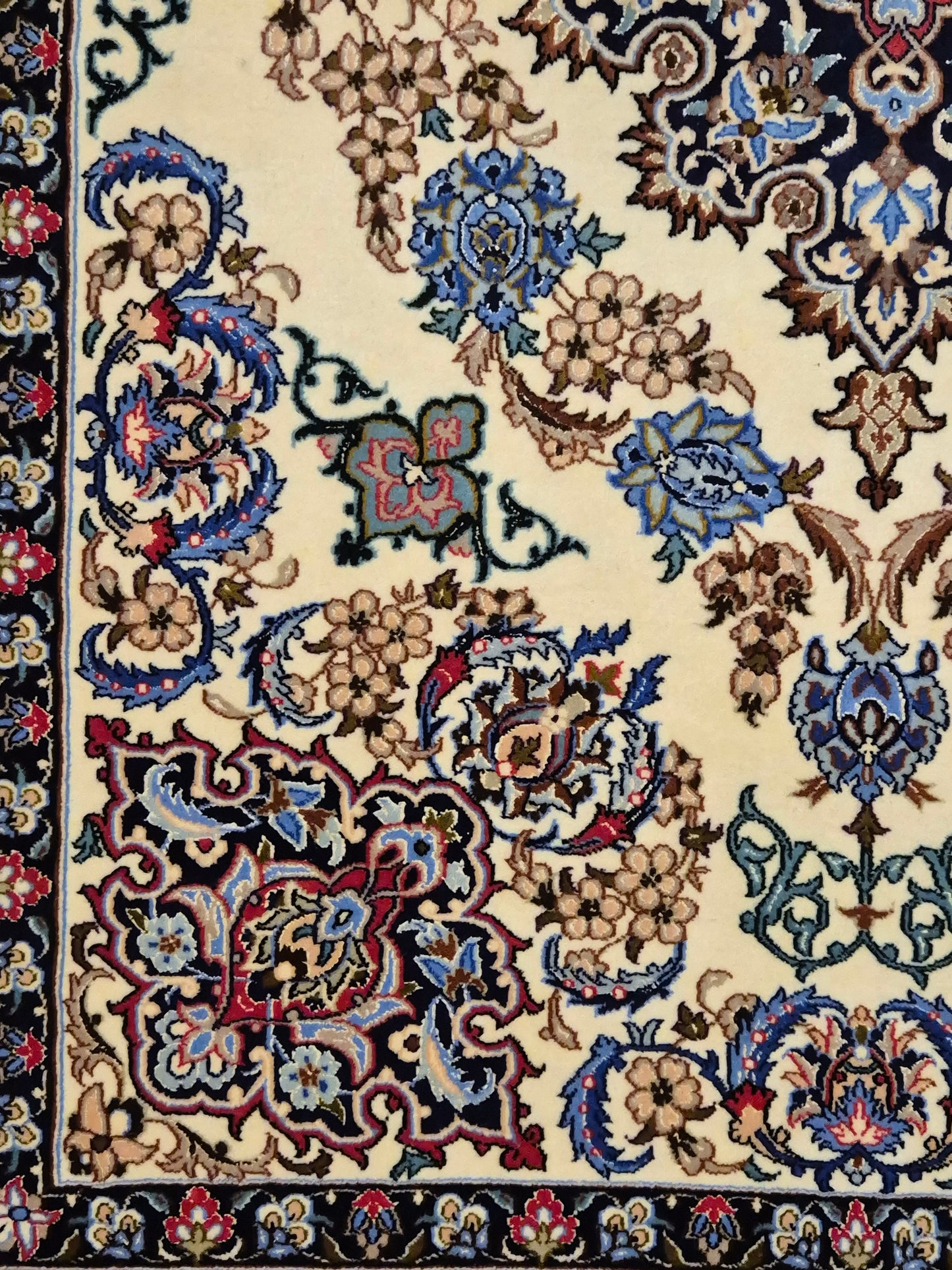 Isfahan Teppich Korkwolle mit Seide Medaillon feine Knüpfung