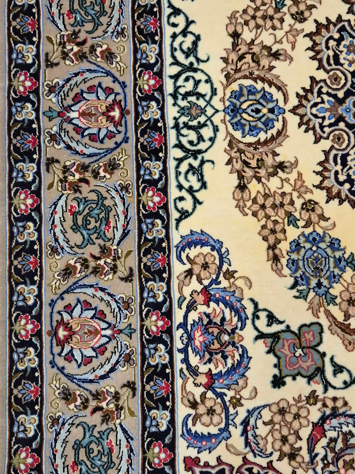 Isfahan Teppich Korkwolle mit Seide Medaillon feine Knüpfung