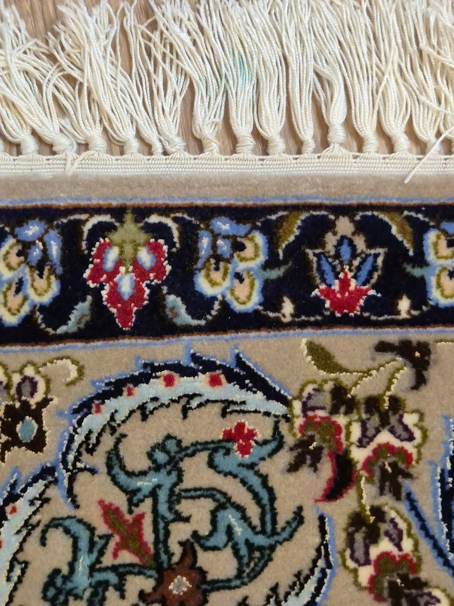 Isfahan Teppich Korkwolle mit Seide Medaillon feine Knüpfung