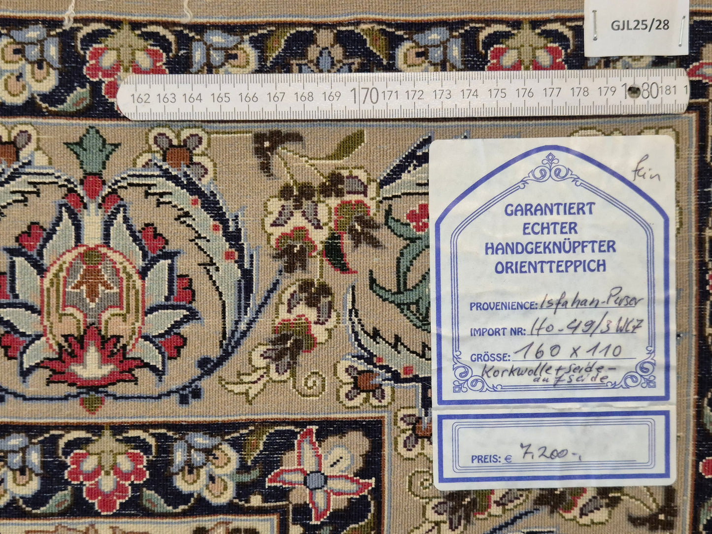 Isfahan Teppich Korkwolle mit Seide Medaillon feine Knüpfung