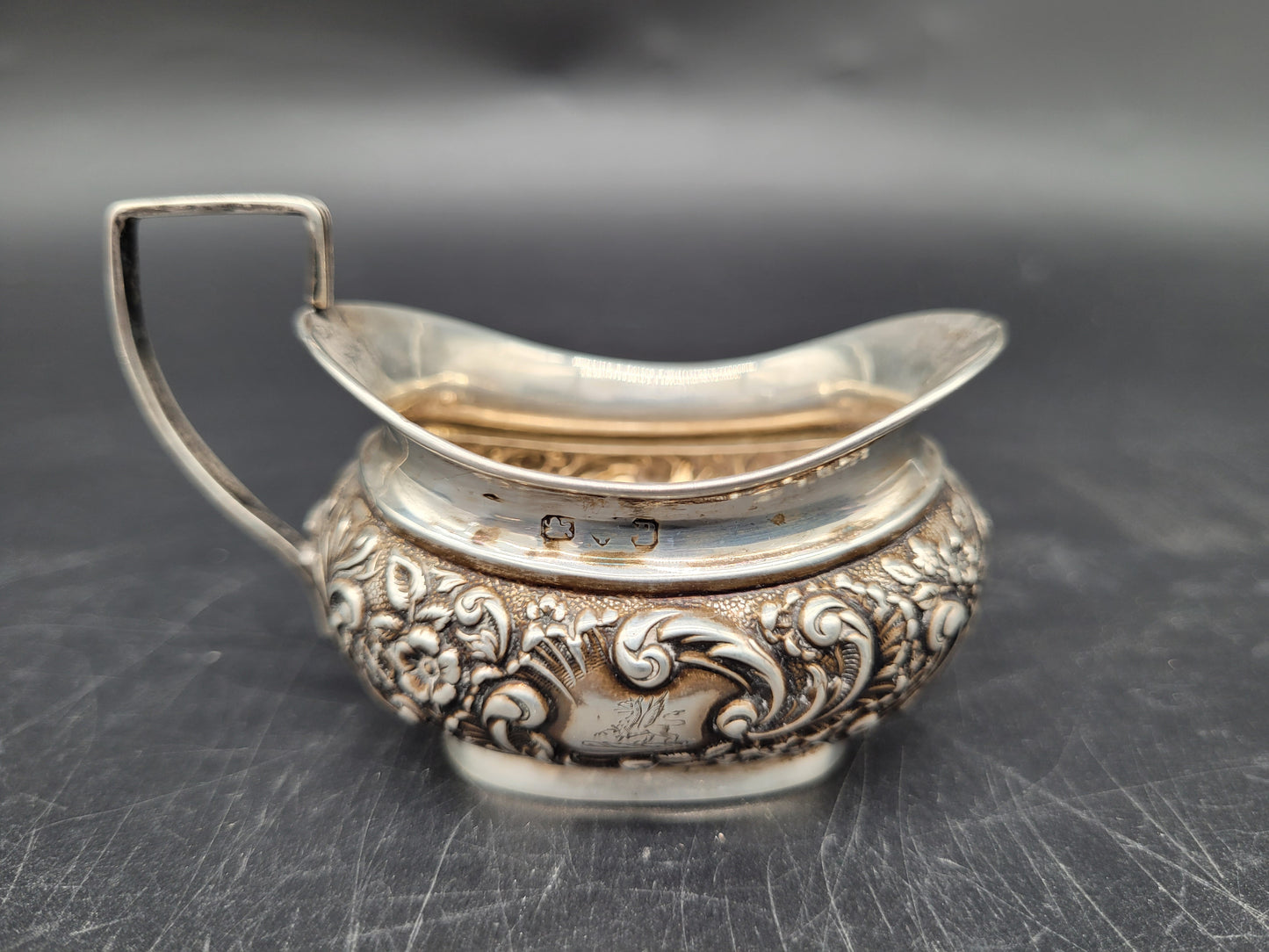 Set 2 Milchkännchen Sterling Silber 925 mit Löffeln britische Meistermarke