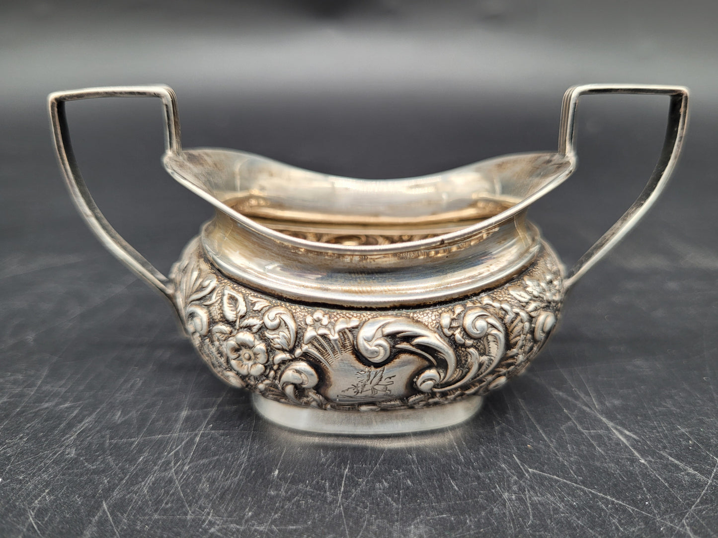 Set 2 Milchkännchen Sterling Silber 925 mit Löffeln britische Meistermarke