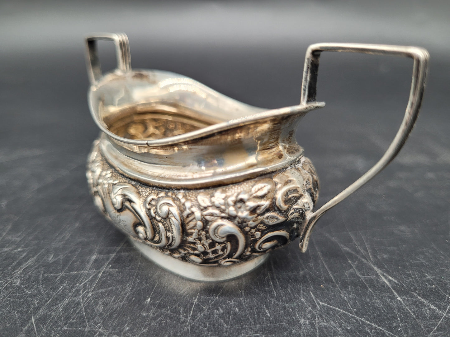 Set 2 Milchkännchen Sterling Silber 925 mit Löffeln britische Meistermarke