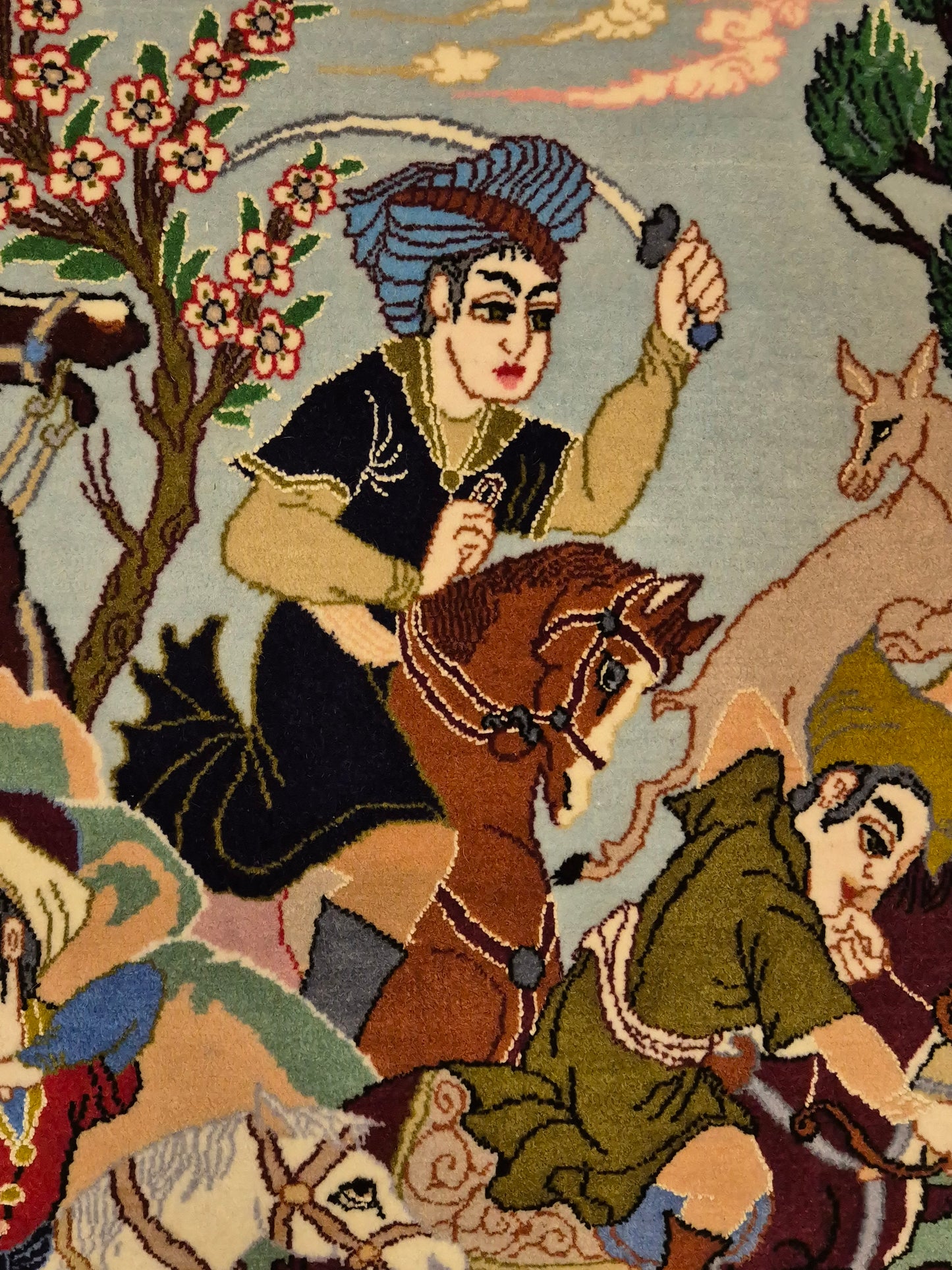 Isfahan Teppich Korkwolle mit Seide figürlich fein signiert