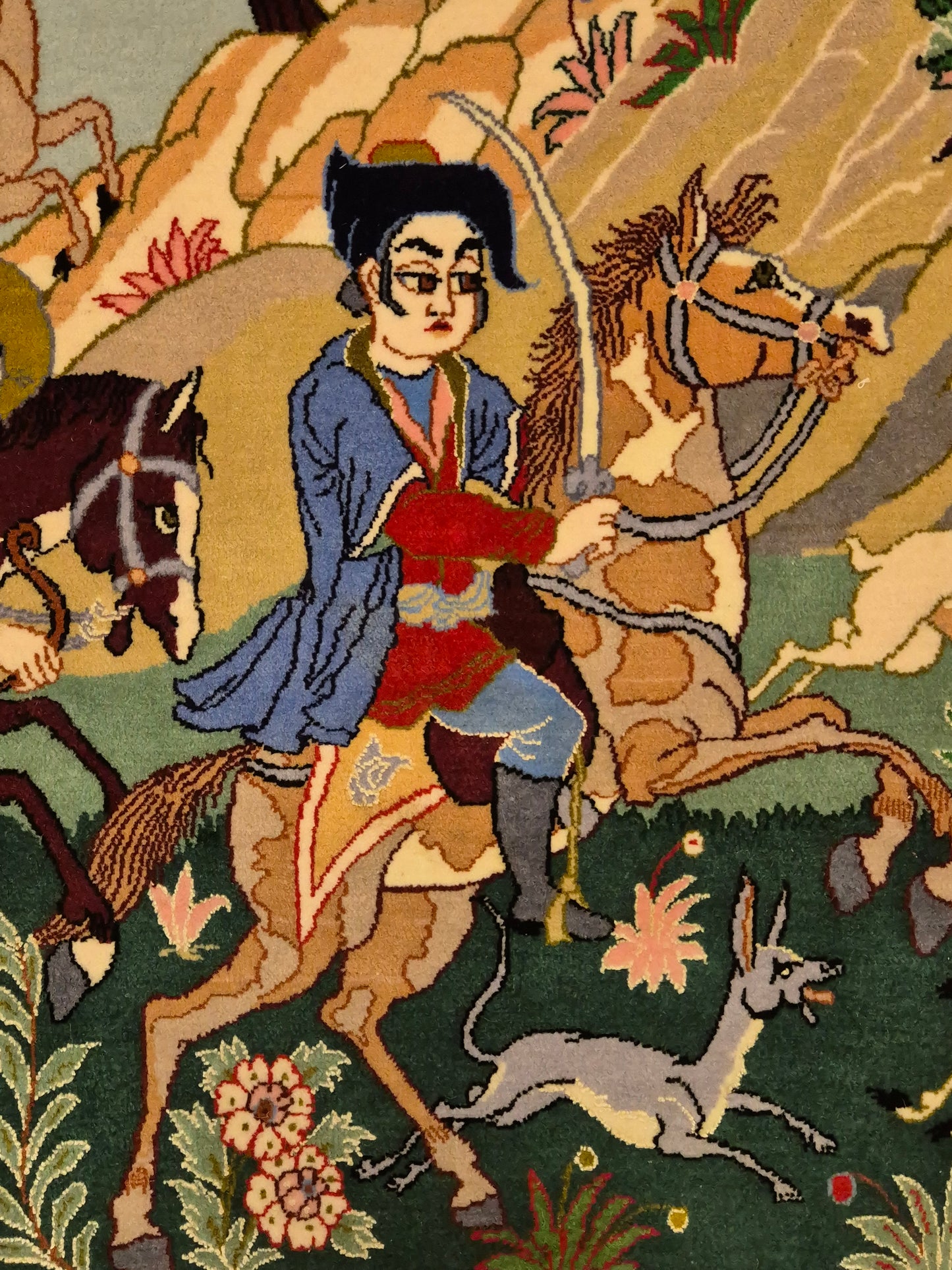 Isfahan Teppich Korkwolle mit Seide figürlich fein signiert