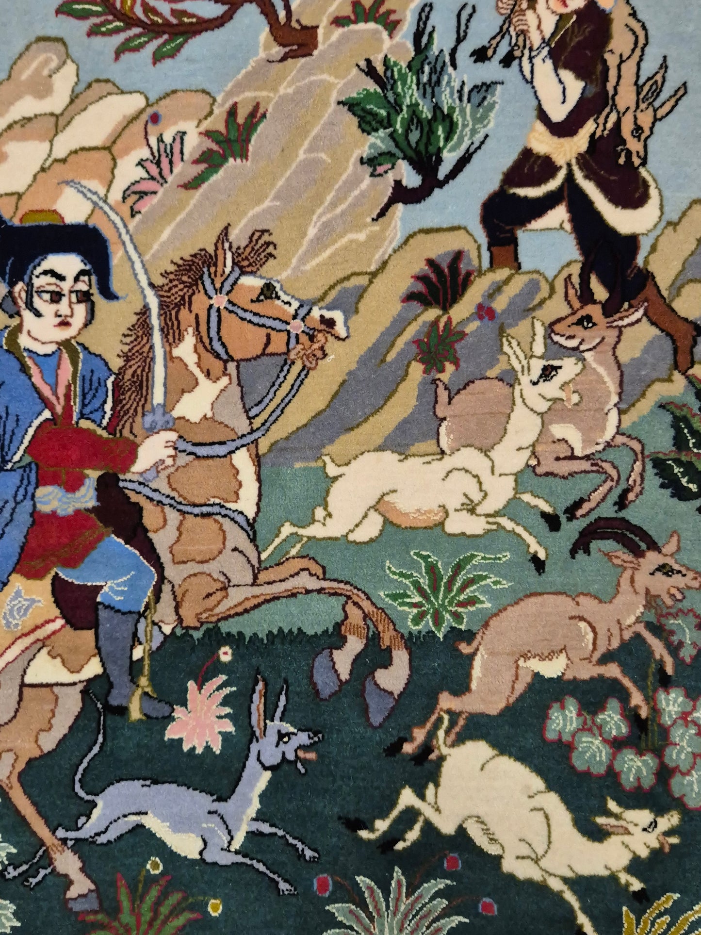 Isfahan Teppich Korkwolle mit Seide figürlich fein signiert