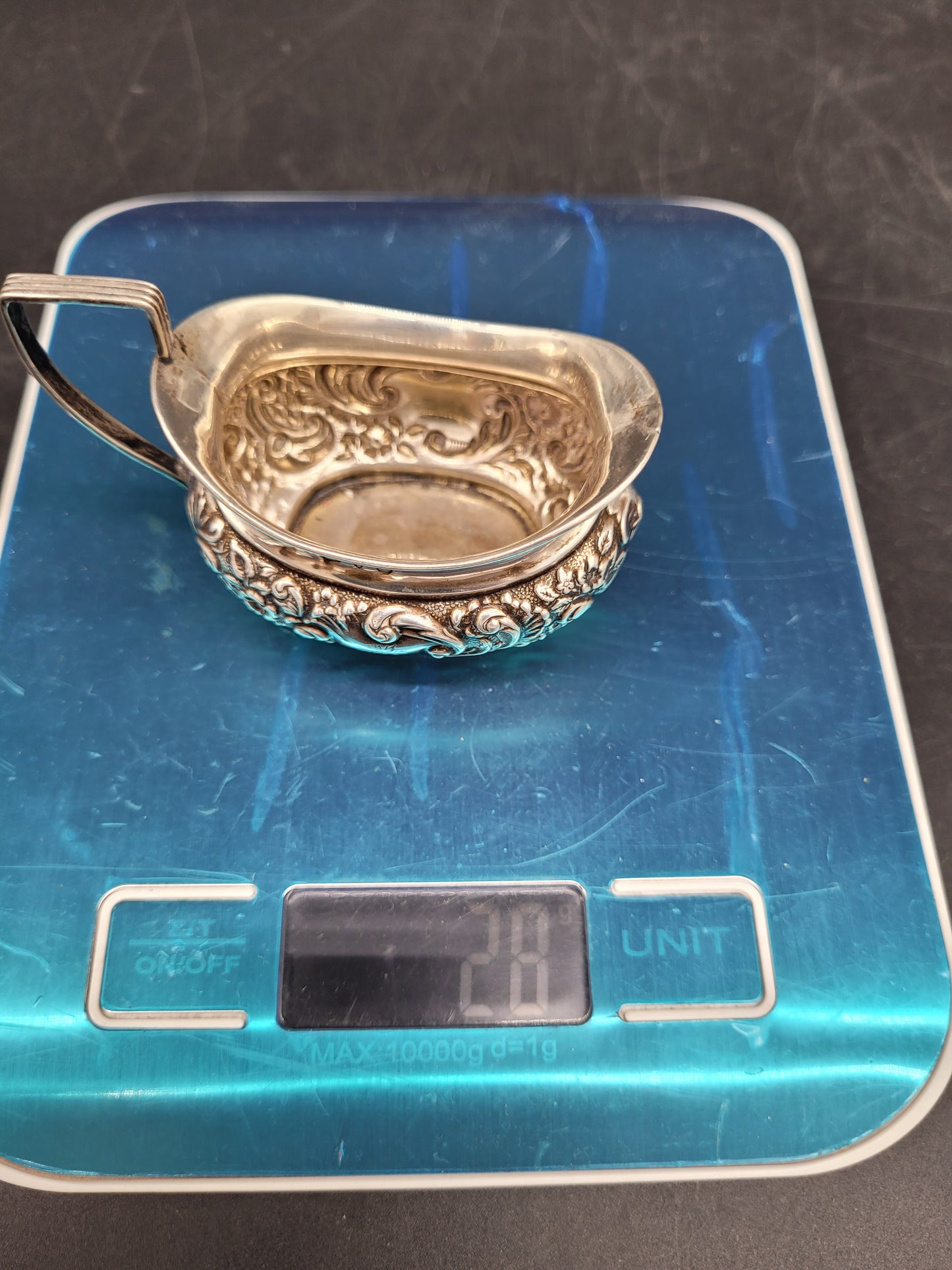 Set 2 Milchkännchen Sterling Silber 925 mit Löffeln britische Meistermarke