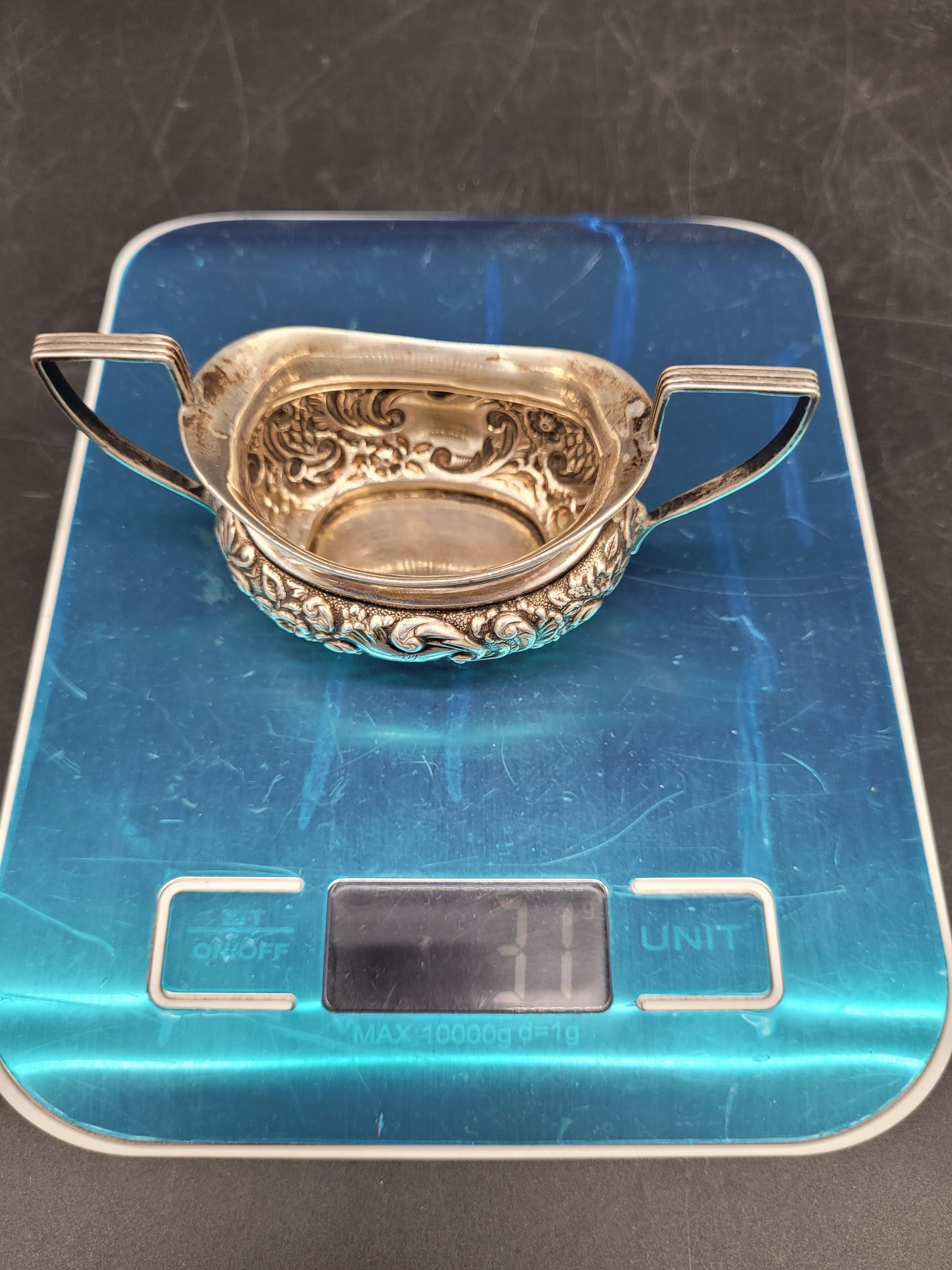 Set 2 Milchkännchen Sterling Silber 925 mit Löffeln britische Meistermarke
