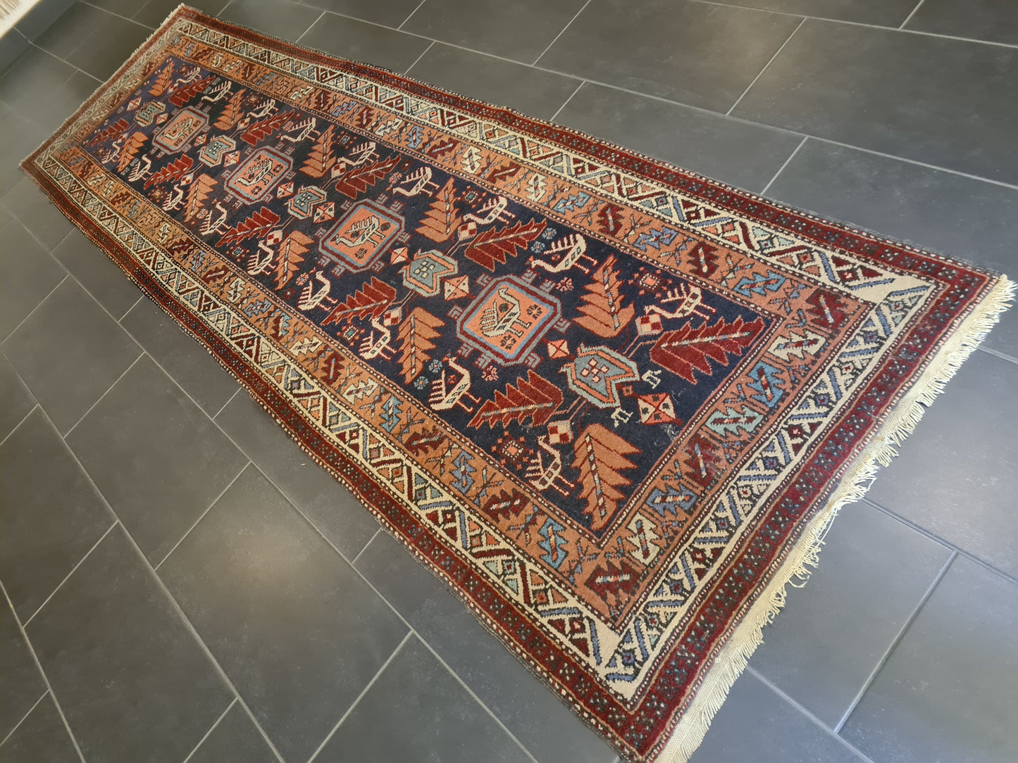 Perserteppich Orientteppich Handgeknüpfter Teppich Heris 315x100cm