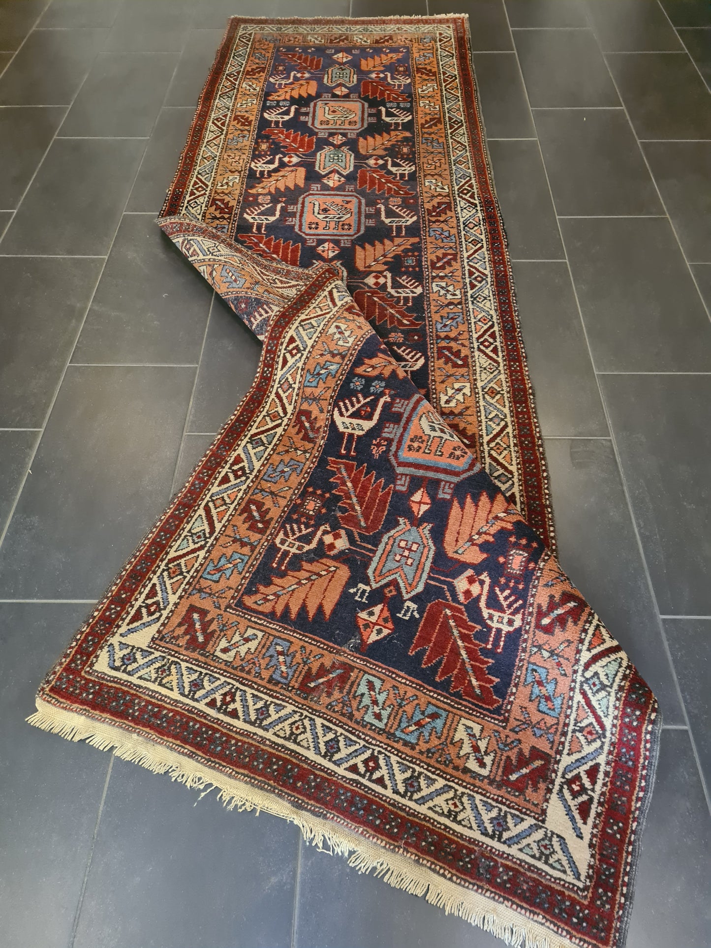 Perserteppich Orientteppich Handgeknüpfter Teppich Heris 315x100cm