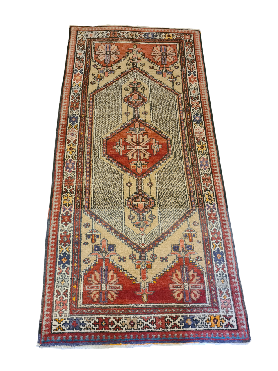 Perserteppich Orientteppich Handgeknüpfter Teppich Heris 225x105cm