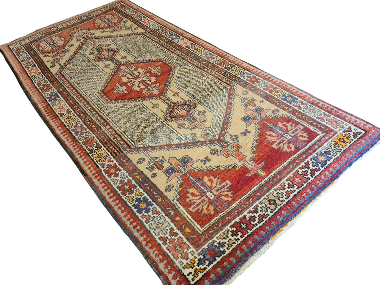 Perserteppich Orientteppich Handgeknüpfter Teppich Heris 225x105cm