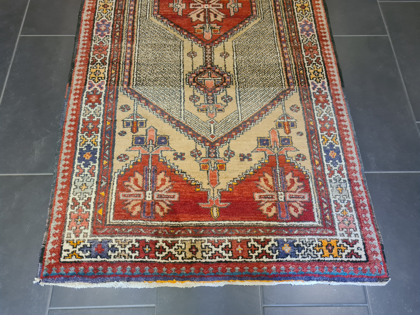 Perserteppich Orientteppich Handgeknüpfter Teppich Heris 225x105cm
