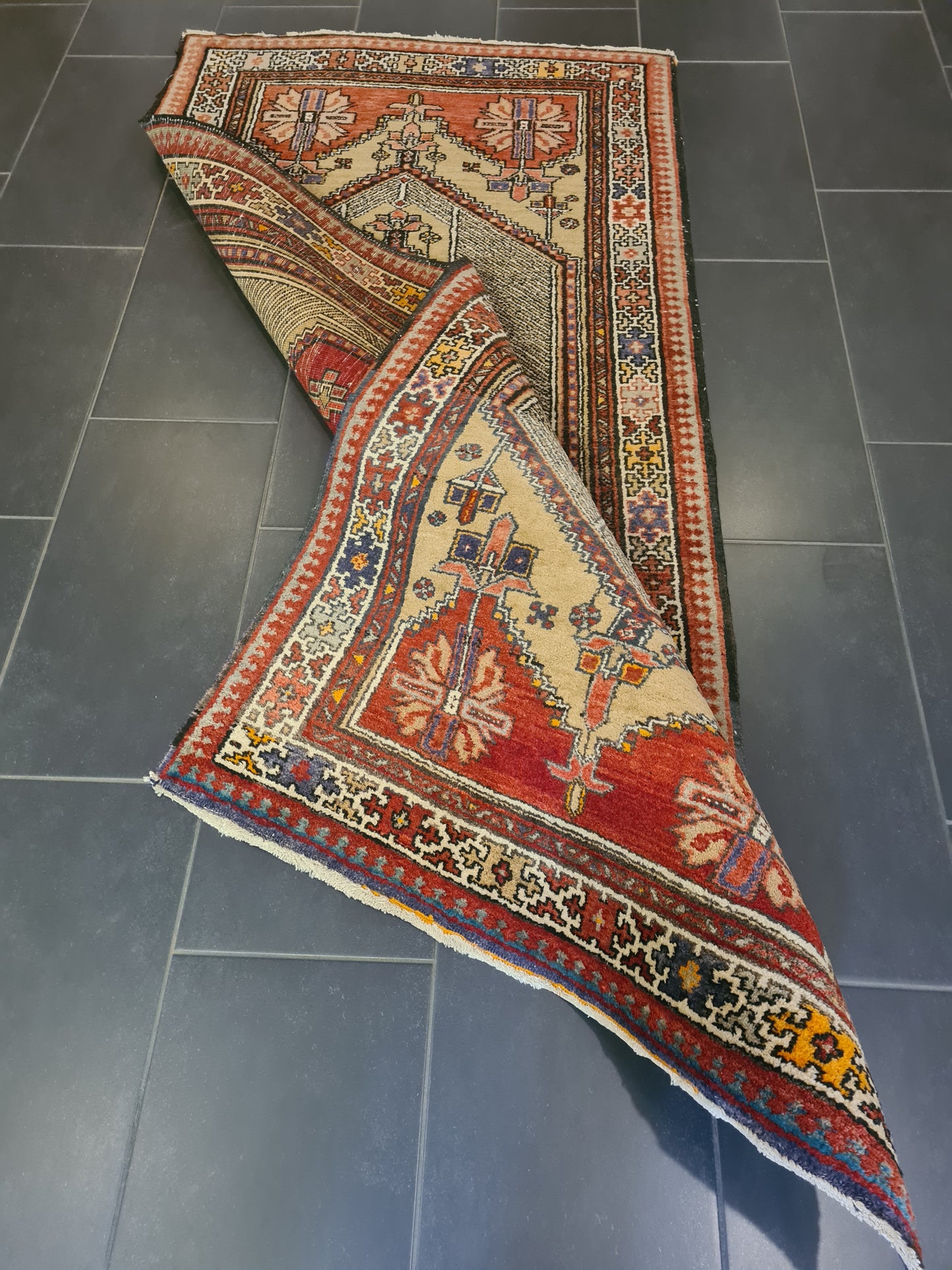 Perserteppich Orientteppich Handgeknüpfter Teppich Heris 225x105cm