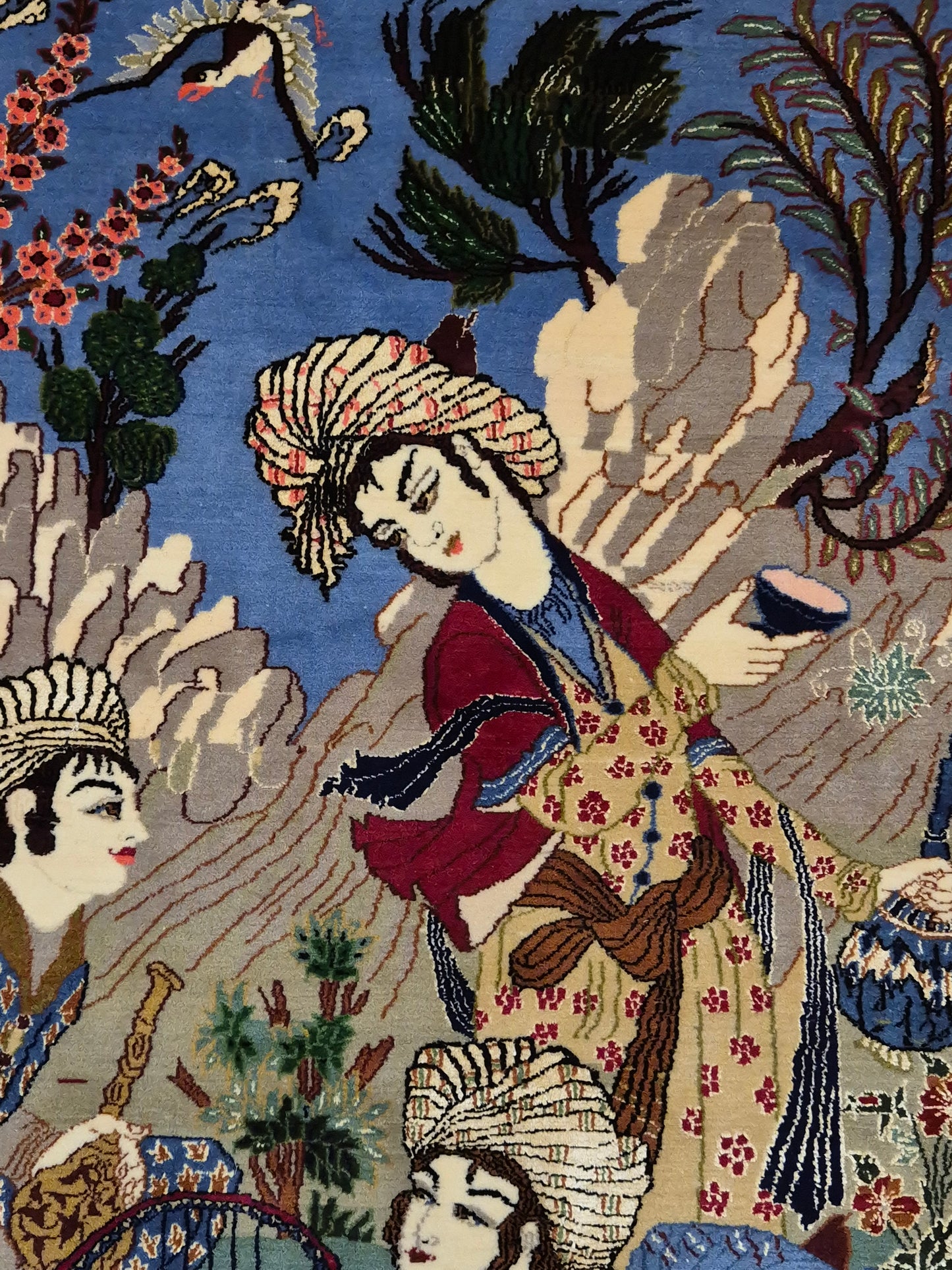 Isfahan Teppich Korkwolle mit Seide figürlich fein signiert