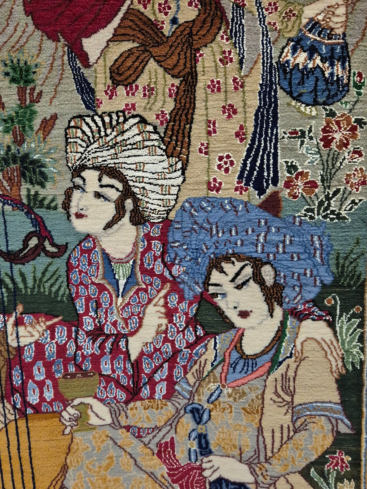 Isfahan Teppich Korkwolle mit Seide figürlich fein signiert