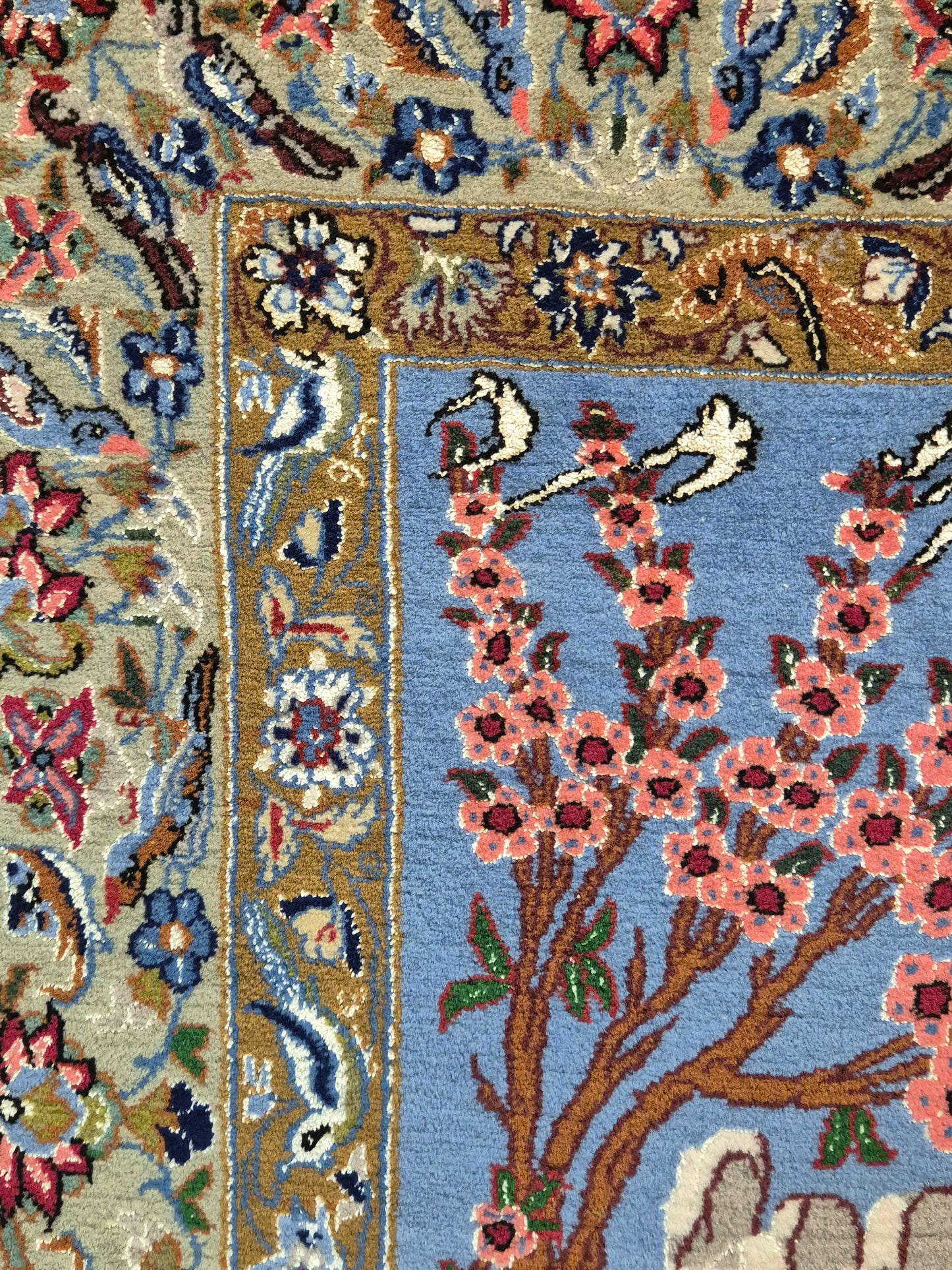 Isfahan Teppich Korkwolle mit Seide figürlich fein signiert