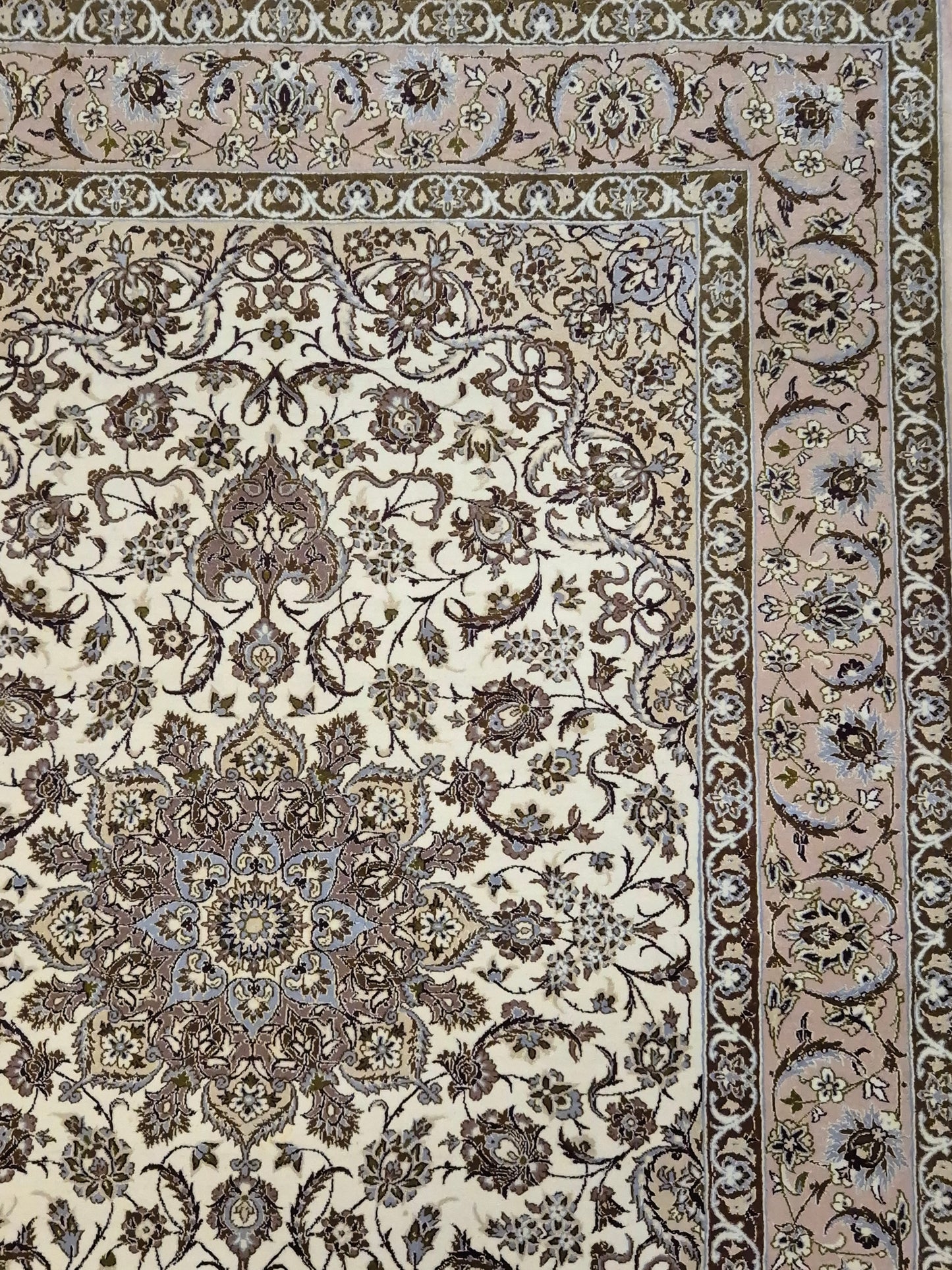 Isfahan Teppich Korkwolle mit Seide Medaillon feine Knüpfung