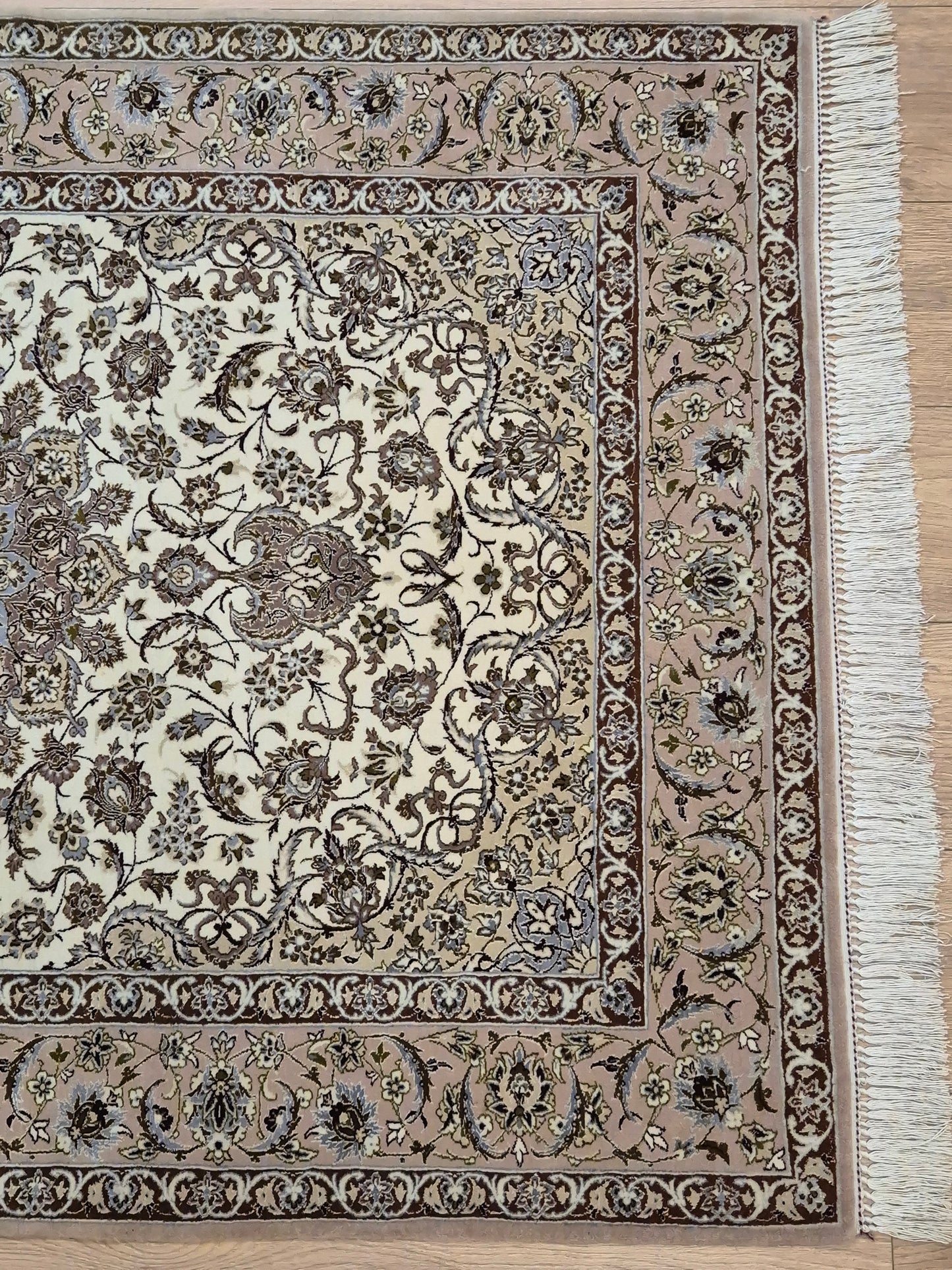 Isfahan Teppich Korkwolle mit Seide Medaillon feine Knüpfung