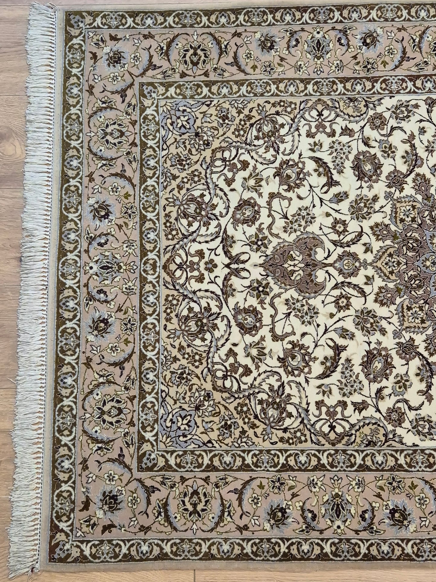 Isfahan Teppich Korkwolle mit Seide Medaillon feine Knüpfung