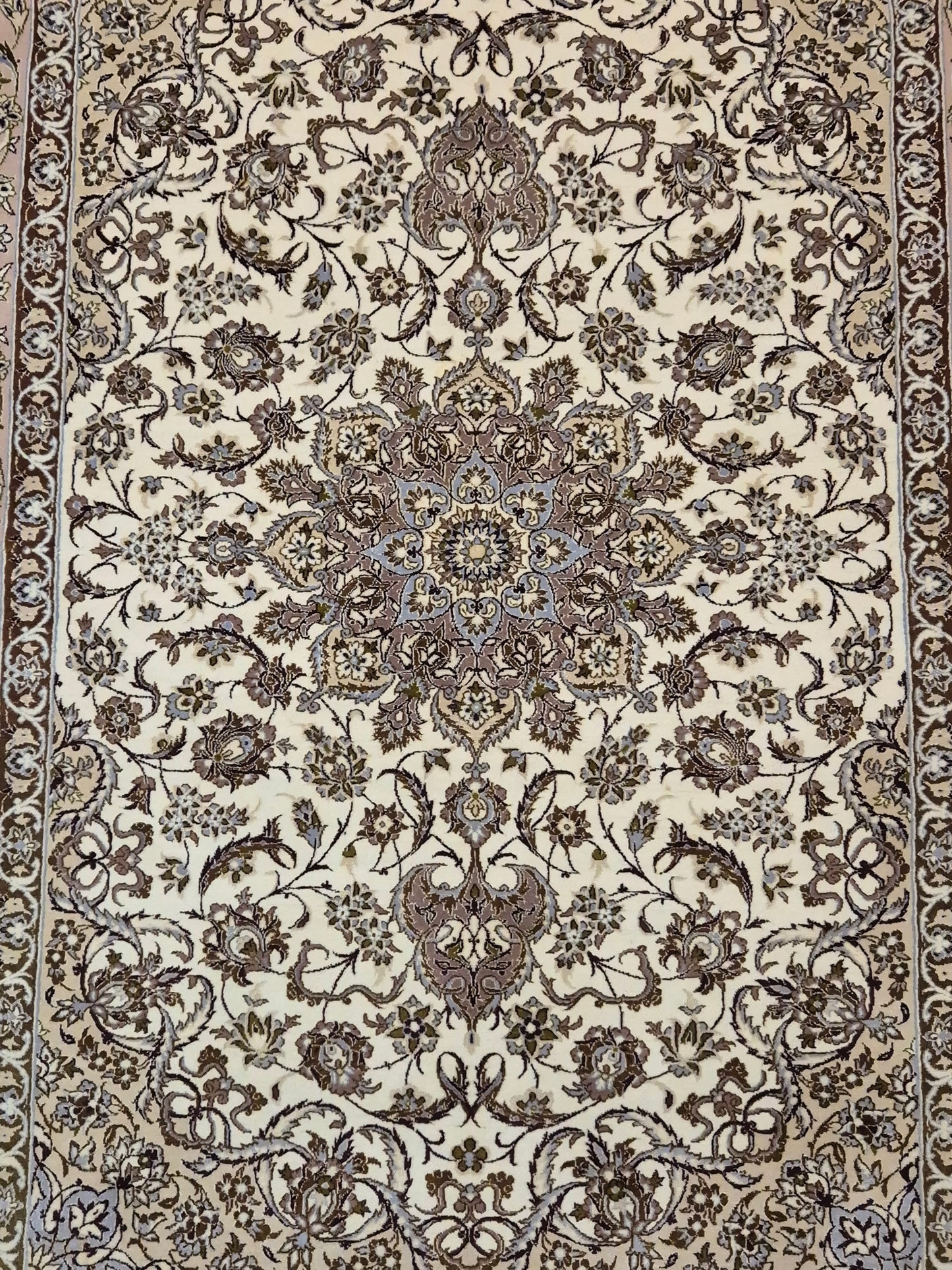 Isfahan Teppich Korkwolle mit Seide Medaillon feine Knüpfung