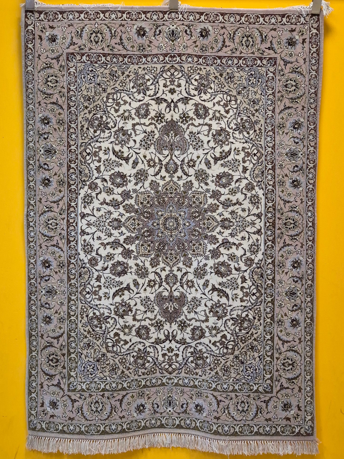 Isfahan Teppich Korkwolle mit Seide Medaillon feine Knüpfung