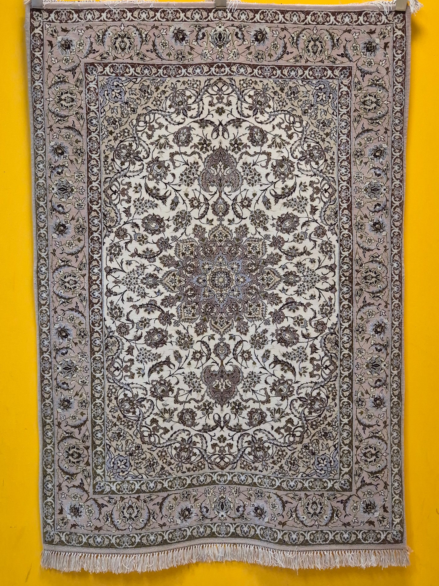 Isfahan Teppich Korkwolle mit Seide Medaillon feine Knüpfung