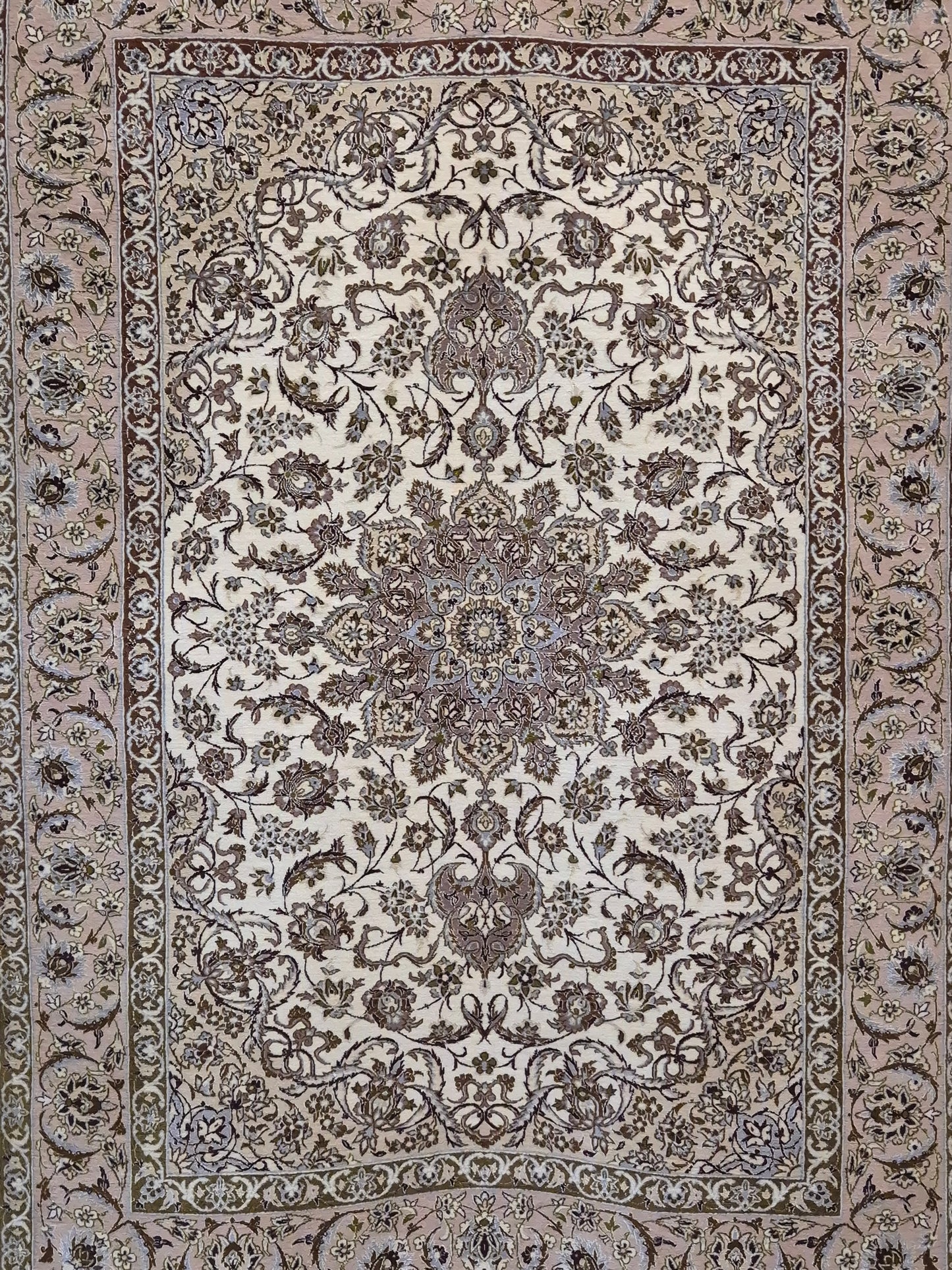 Isfahan Teppich Korkwolle mit Seide Medaillon feine Knüpfung