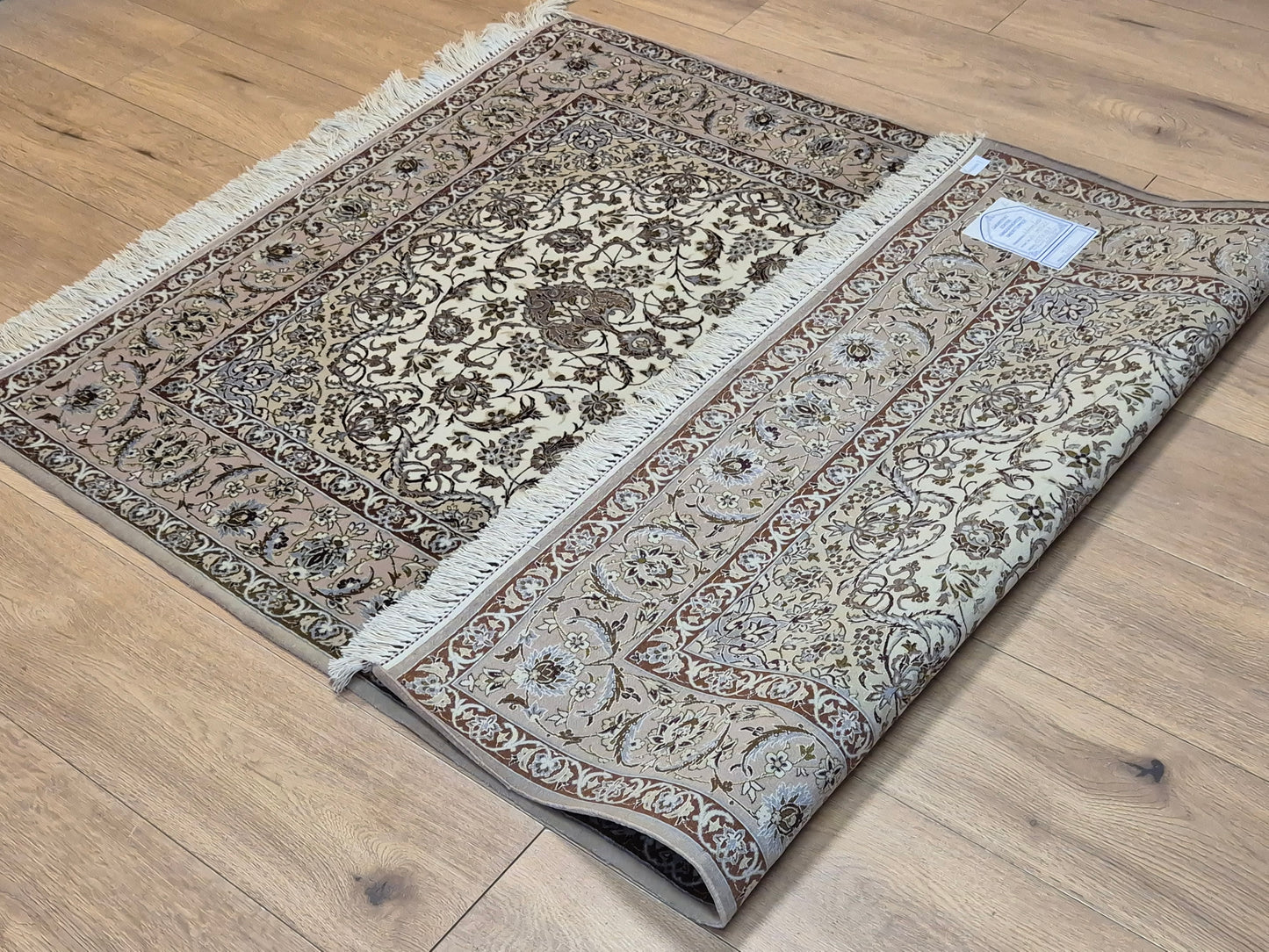 Isfahan Teppich Korkwolle mit Seide Medaillon feine Knüpfung