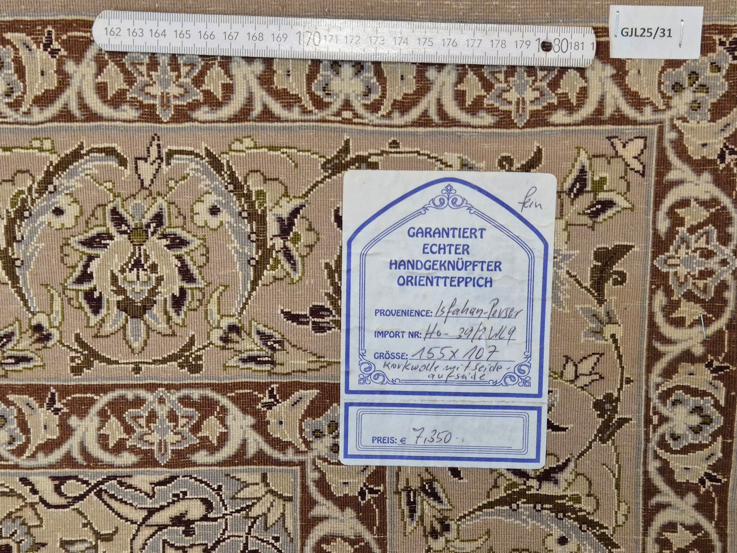 Isfahan Teppich Korkwolle mit Seide Medaillon feine Knüpfung