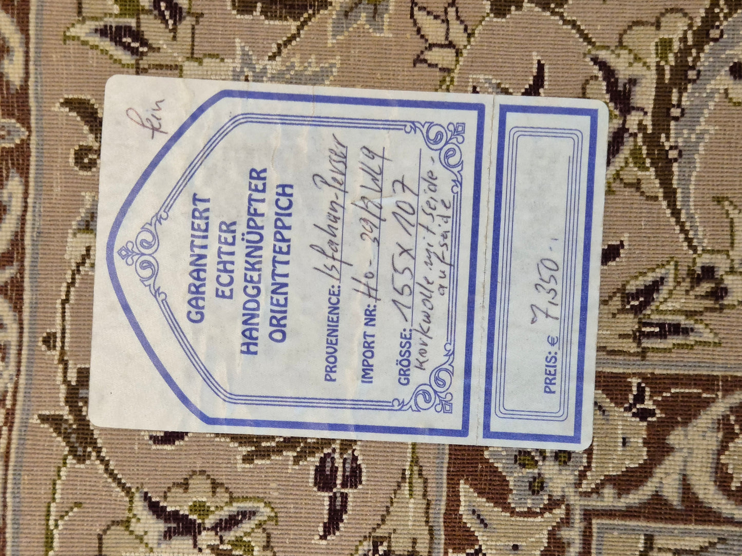 Isfahan Teppich Korkwolle mit Seide Medaillon feine Knüpfung