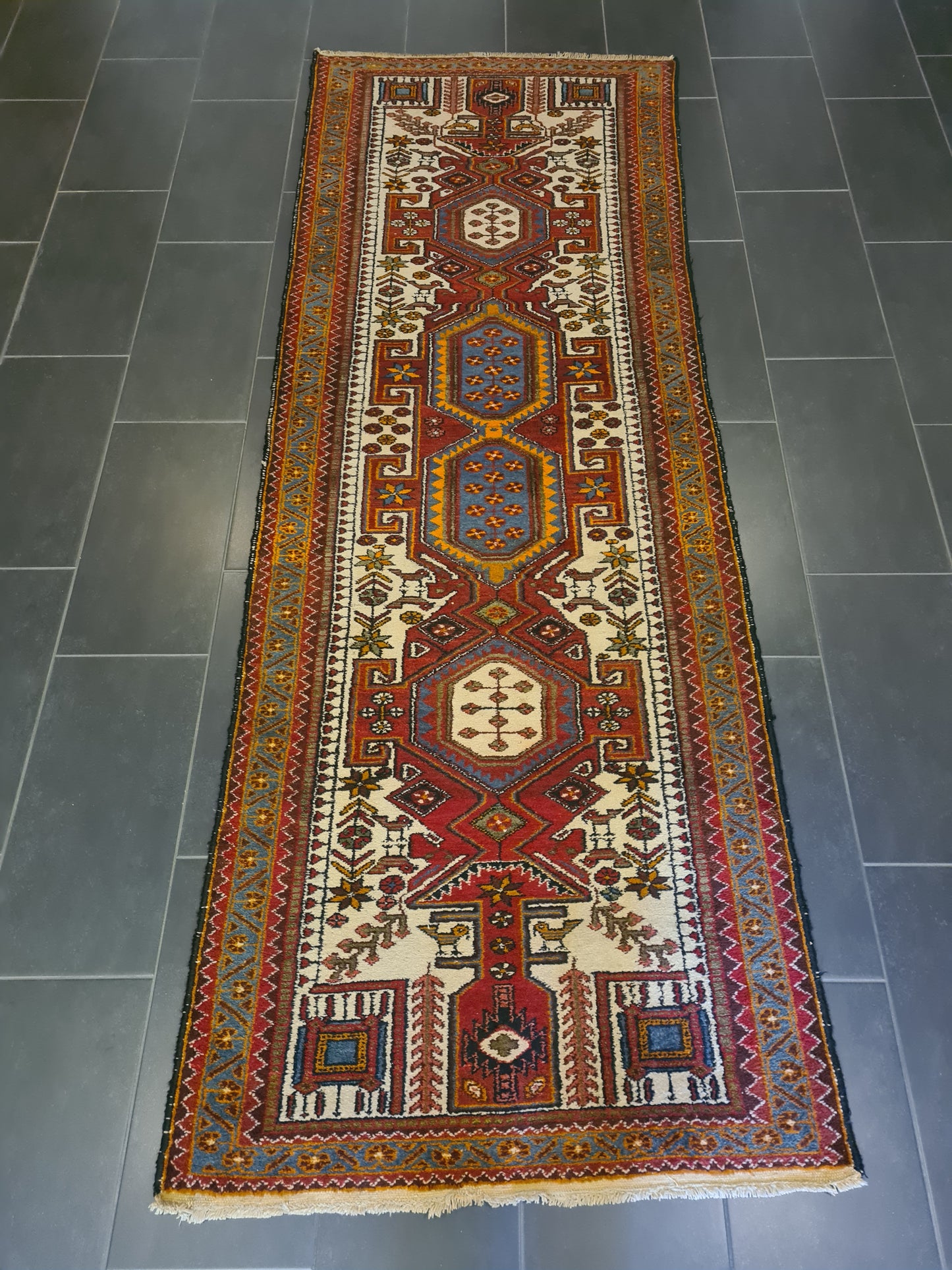 Perserteppich Orientteppich Handgeknüpfter Teppich Belutsch 300x105cm