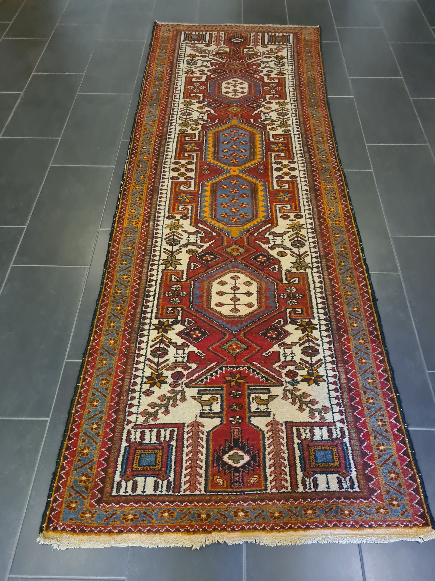 Perserteppich Orientteppich Handgeknüpfter Teppich Belutsch 300x105cm