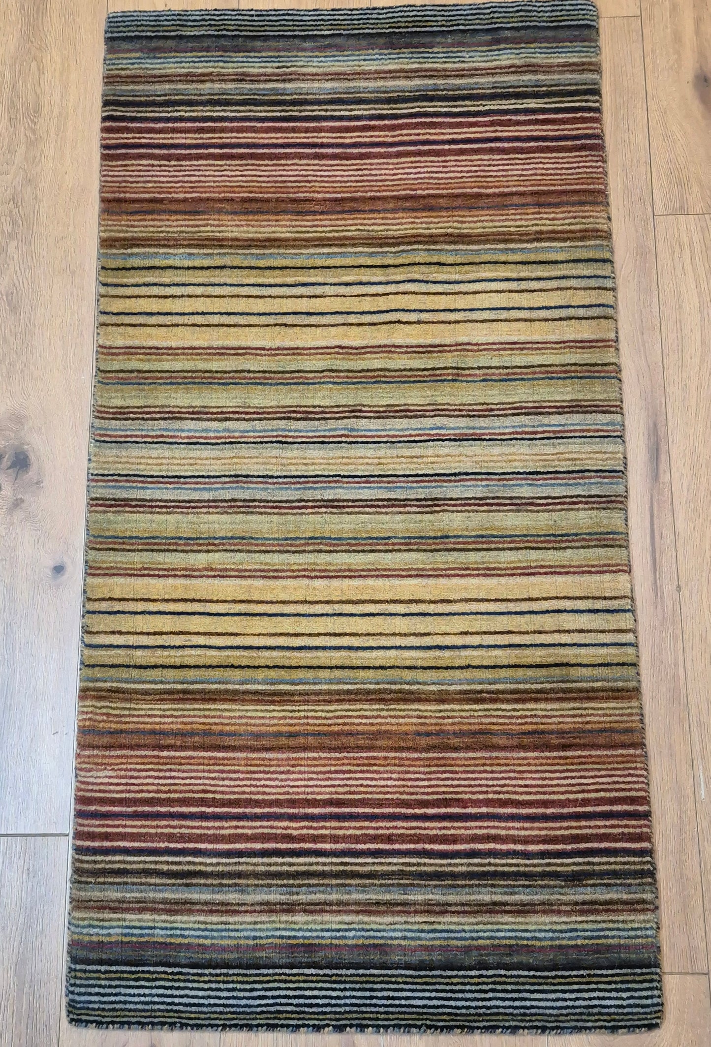 Gabbeh Teppich Schurwolle handgeknüpft buntes Streifendekor