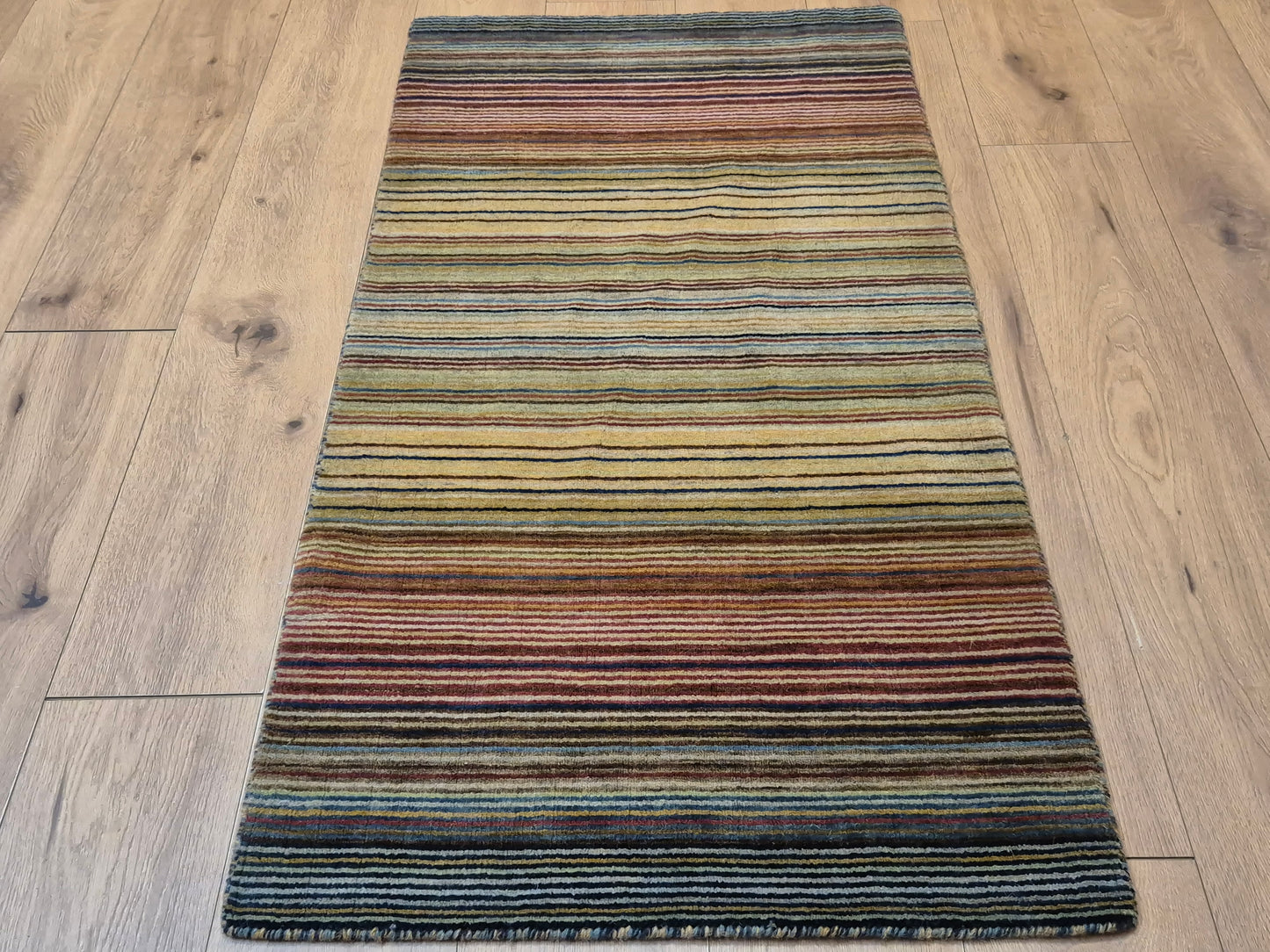 Gabbeh Teppich Schurwolle handgeknüpft buntes Streifendekor