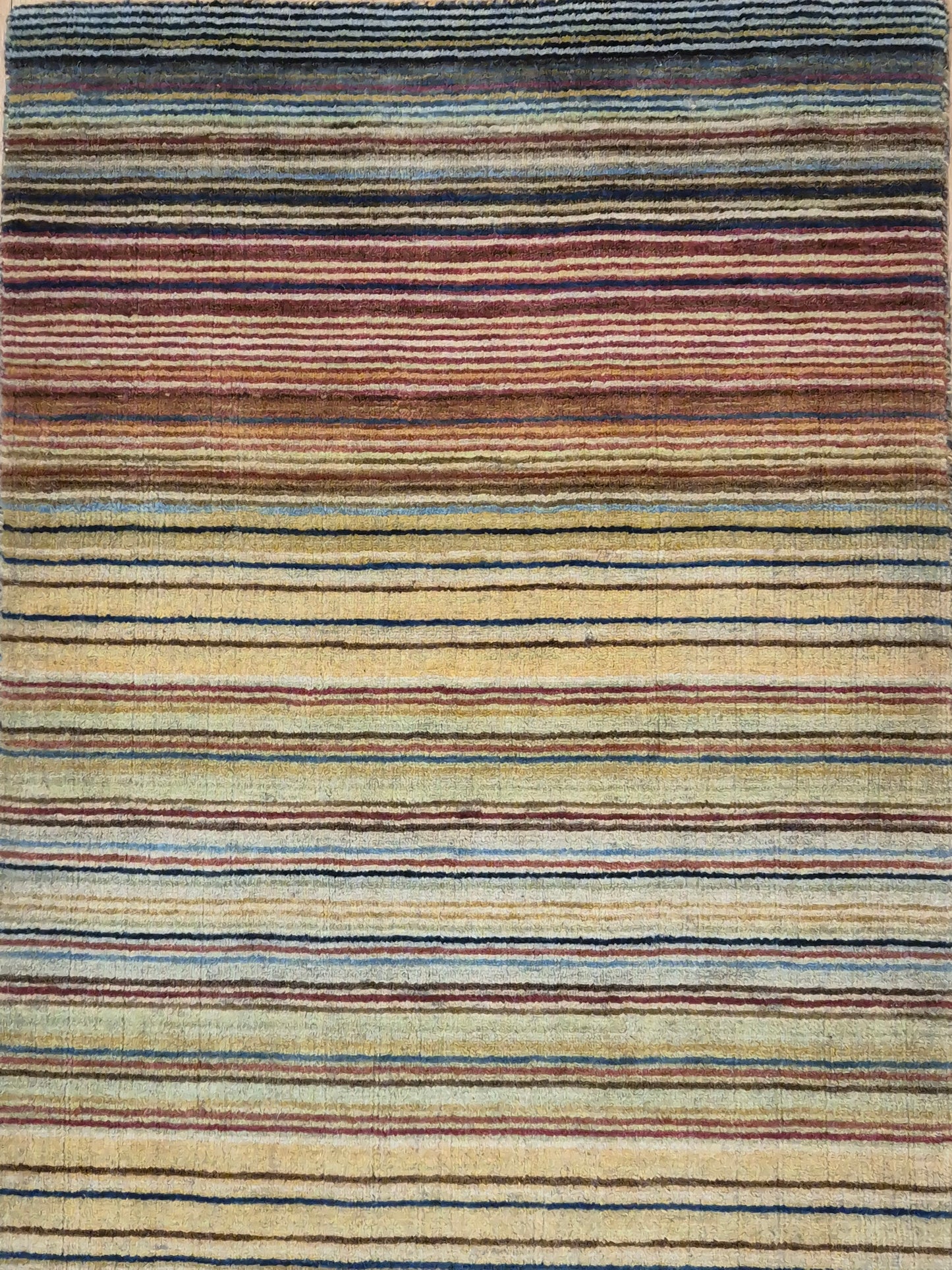 Gabbeh Teppich Schurwolle handgeknüpft buntes Streifendekor