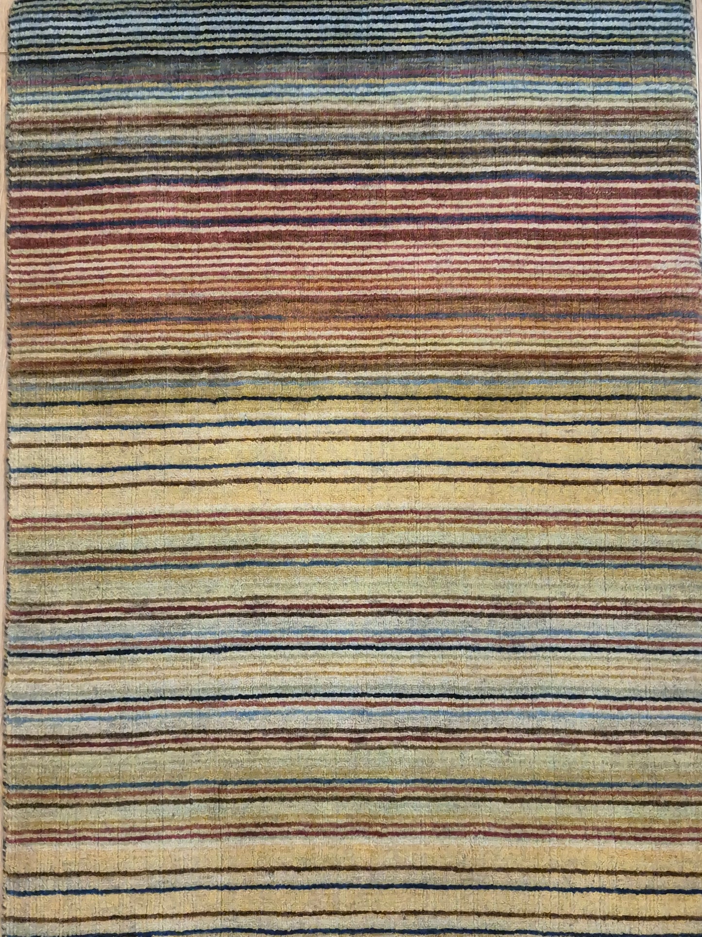 Gabbeh Teppich Schurwolle handgeknüpft buntes Streifendekor
