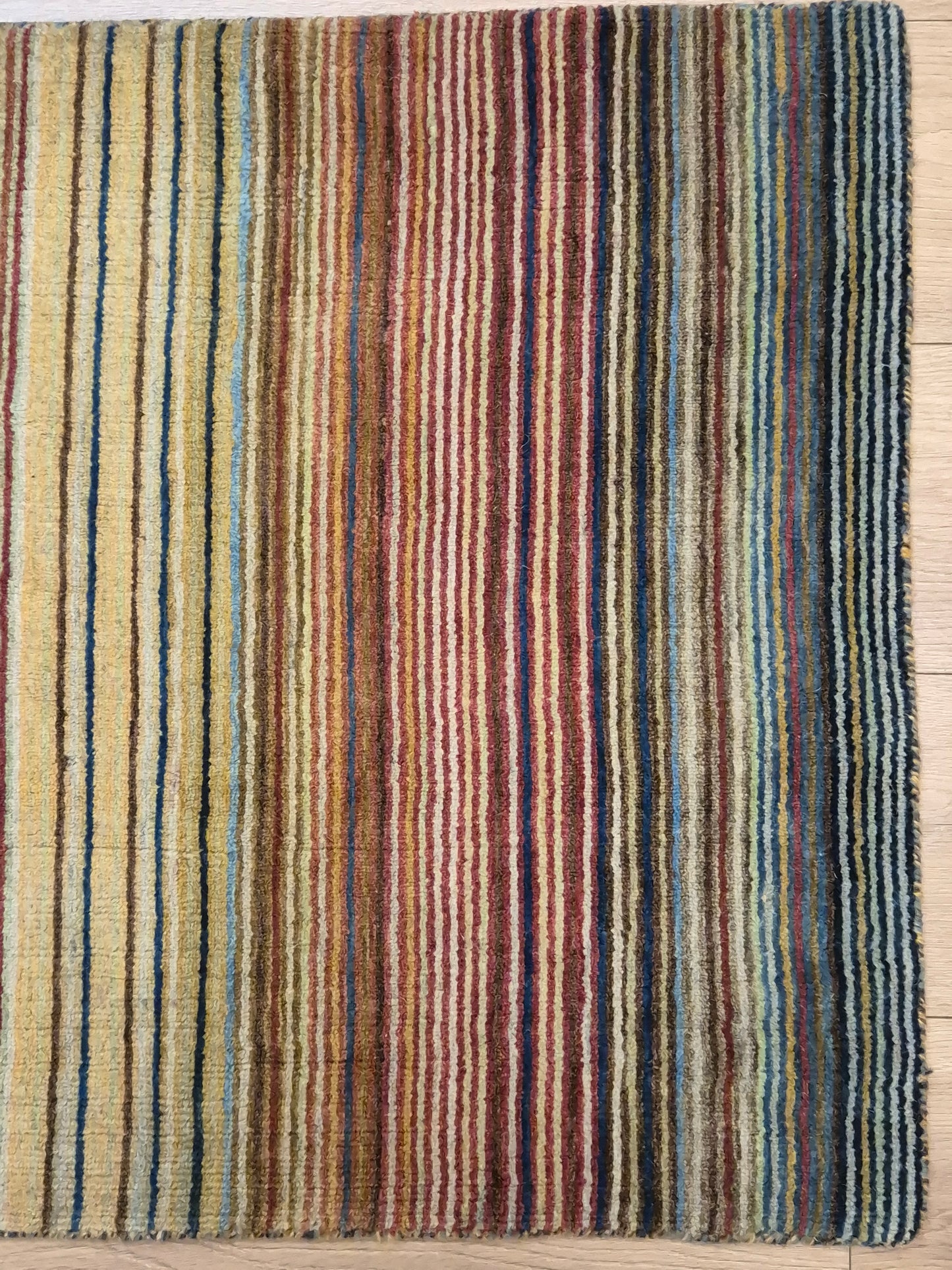 Gabbeh Teppich Schurwolle handgeknüpft buntes Streifendekor